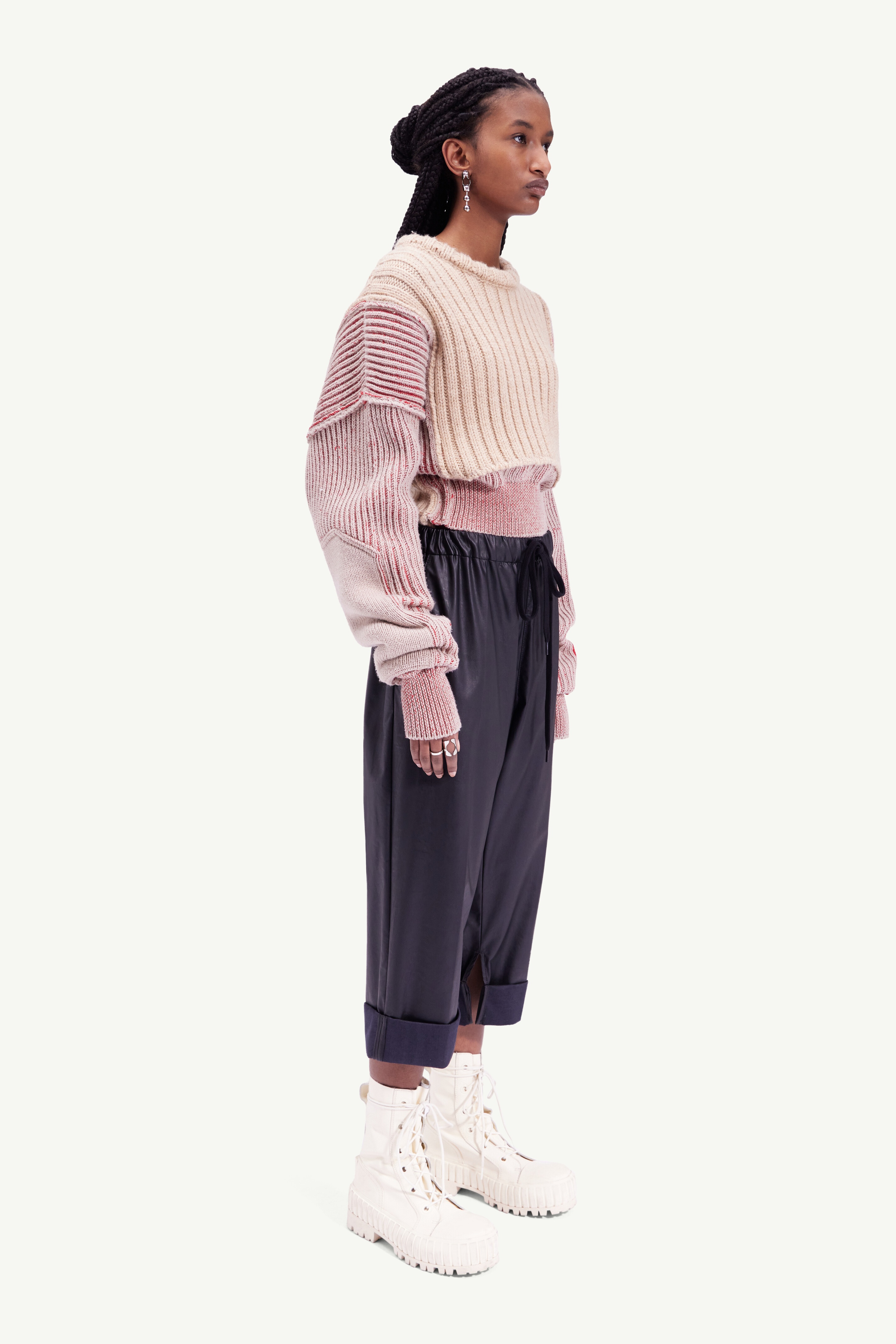 Faux leather cropped trousers - 3