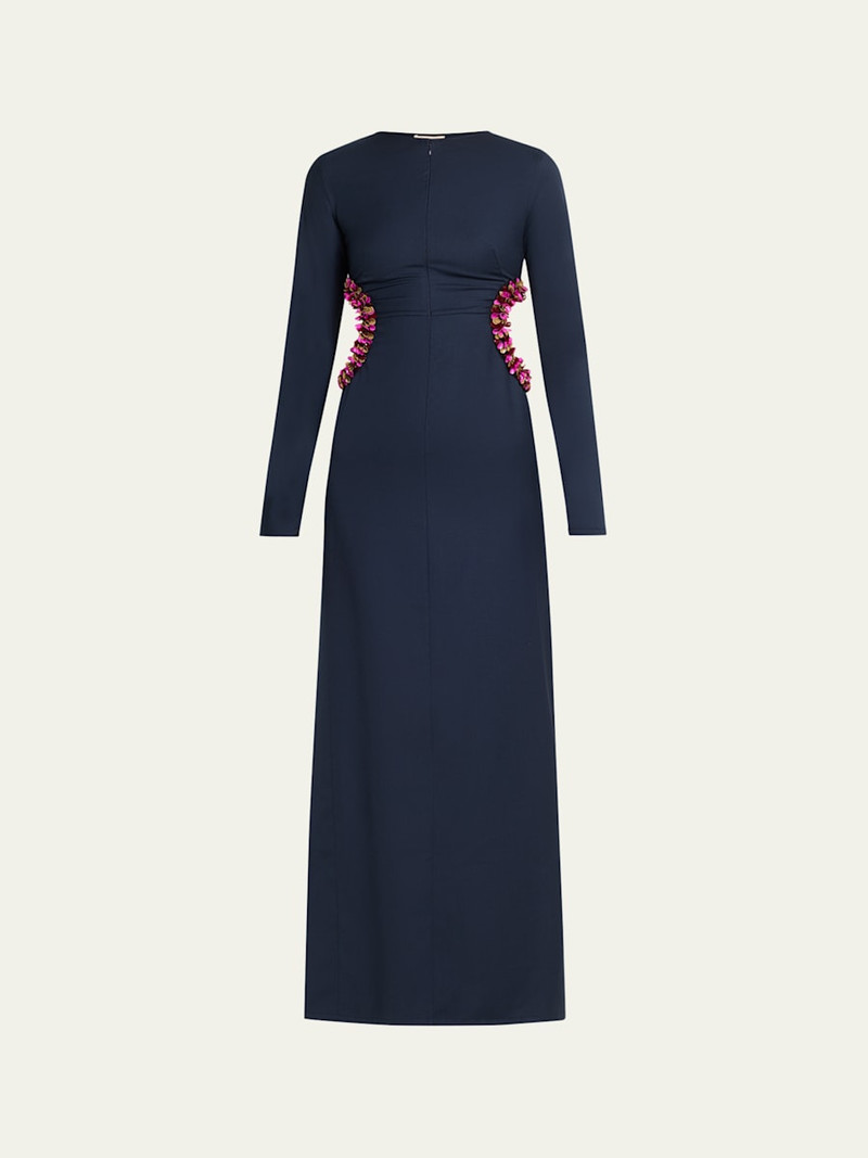 Helm Embellished Cutout Long-Sleeve Maxi Dress 1