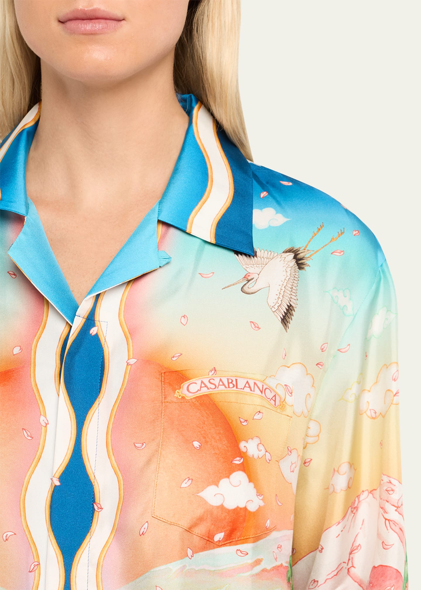 Printed Silk Long-Sleeve Camp Shirt - 5