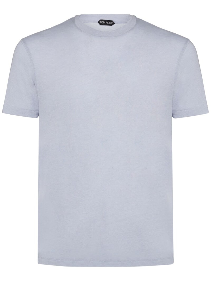 Cotton blend crewneck t-shirt - 1