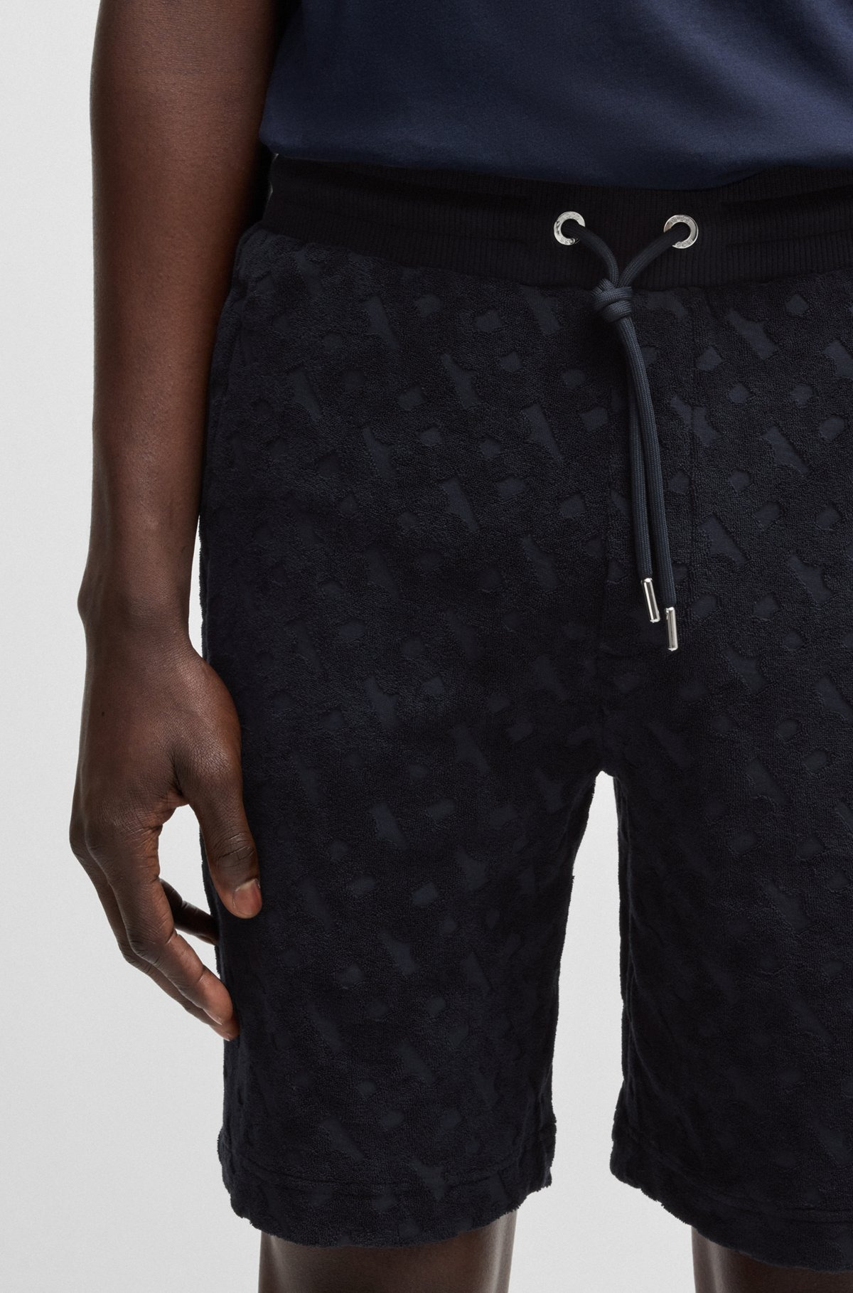 COTTON SHORTS WITH ALL-OVER MONOGRAM JACQUARD - 3