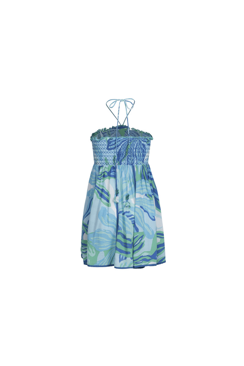 Poupette St Barth Mini Dress Cycas for girls - Blue Seaweed outlook