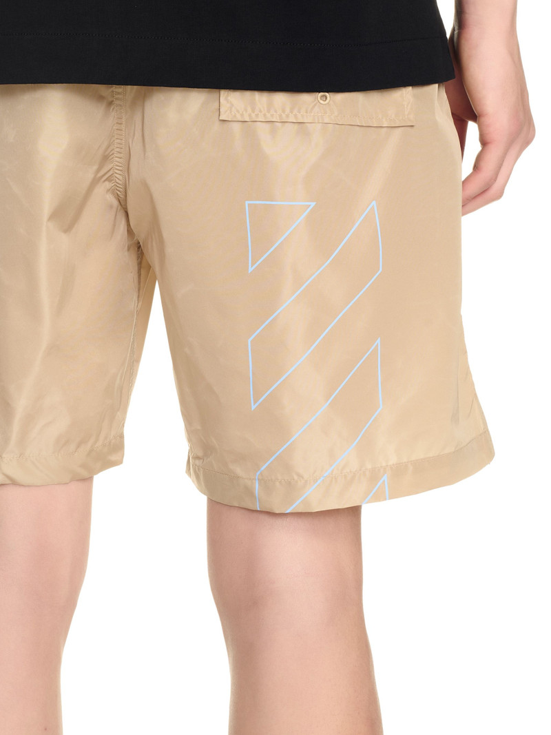 Beige Outline Swim Shorts 5