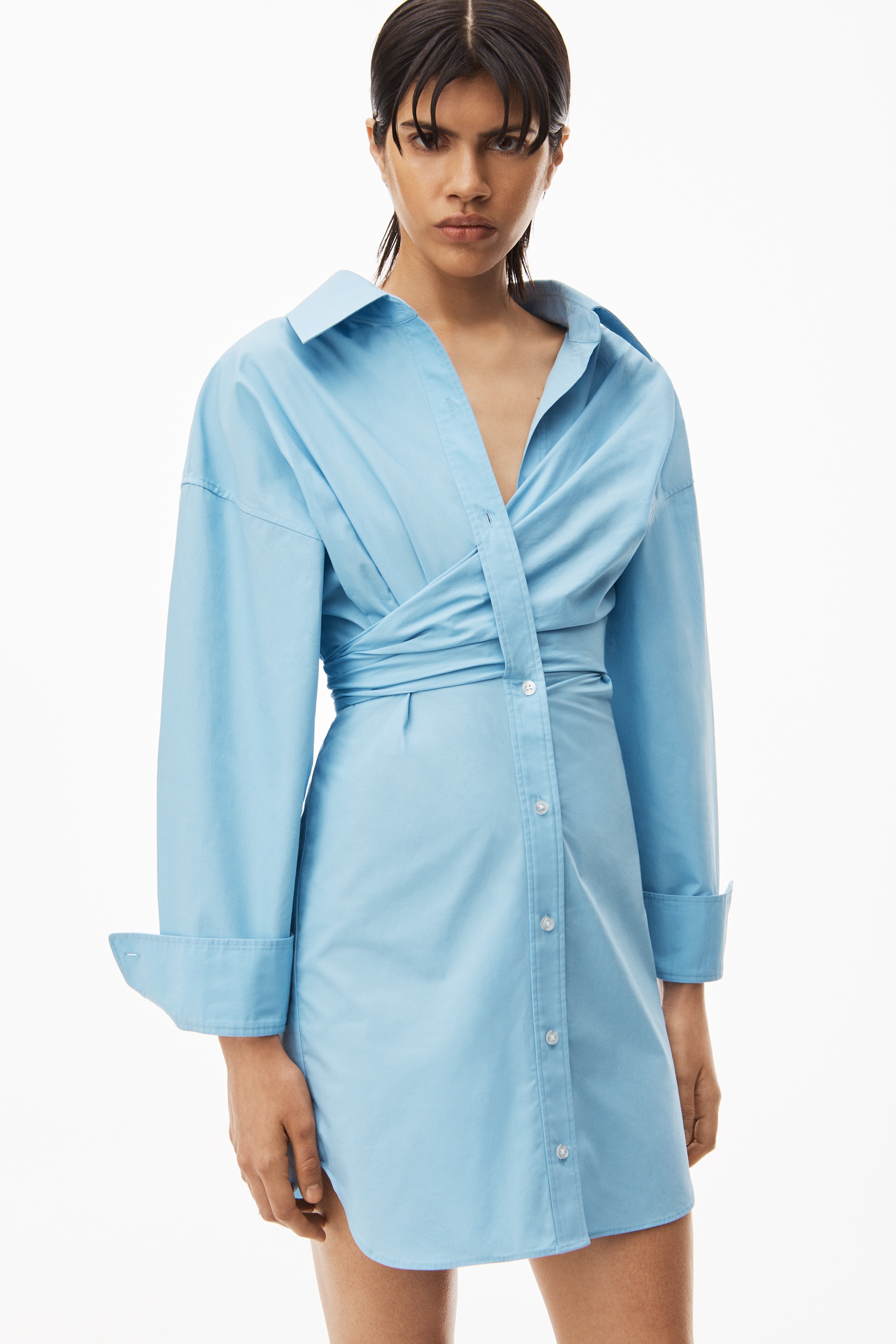 BUTTON UP DRESS IN COMPACT COTTON - 3