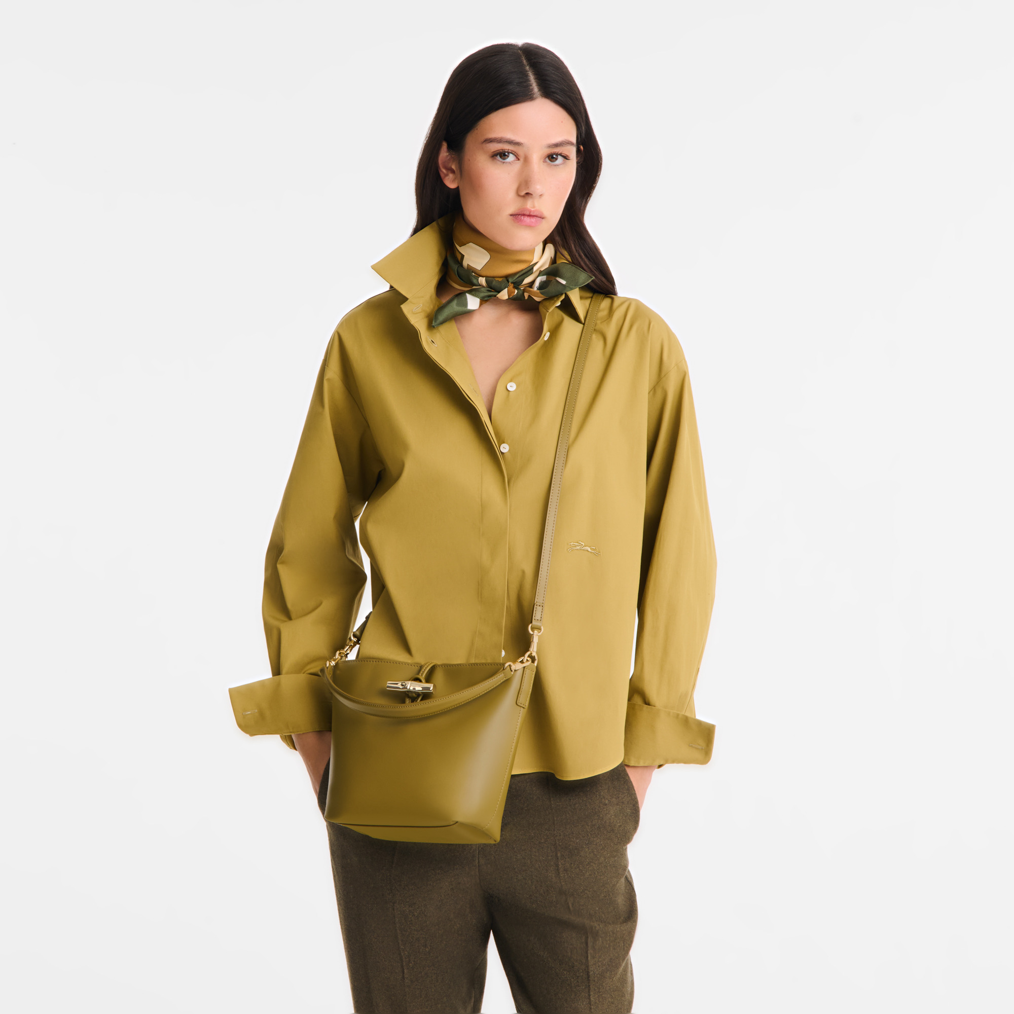Le Roseau XS Bucket bag Olive - Leather - 2