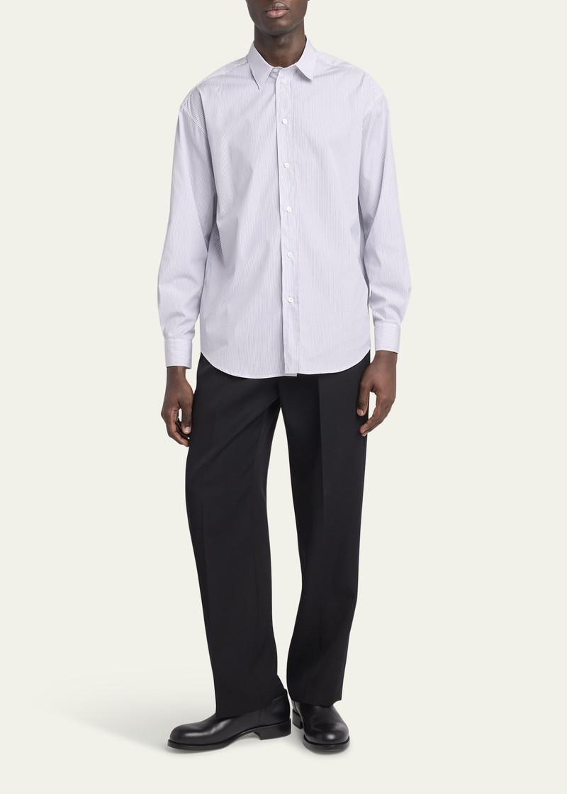 The Row Men's Cotton Micro-Stripe Button-Down Shirt outlook