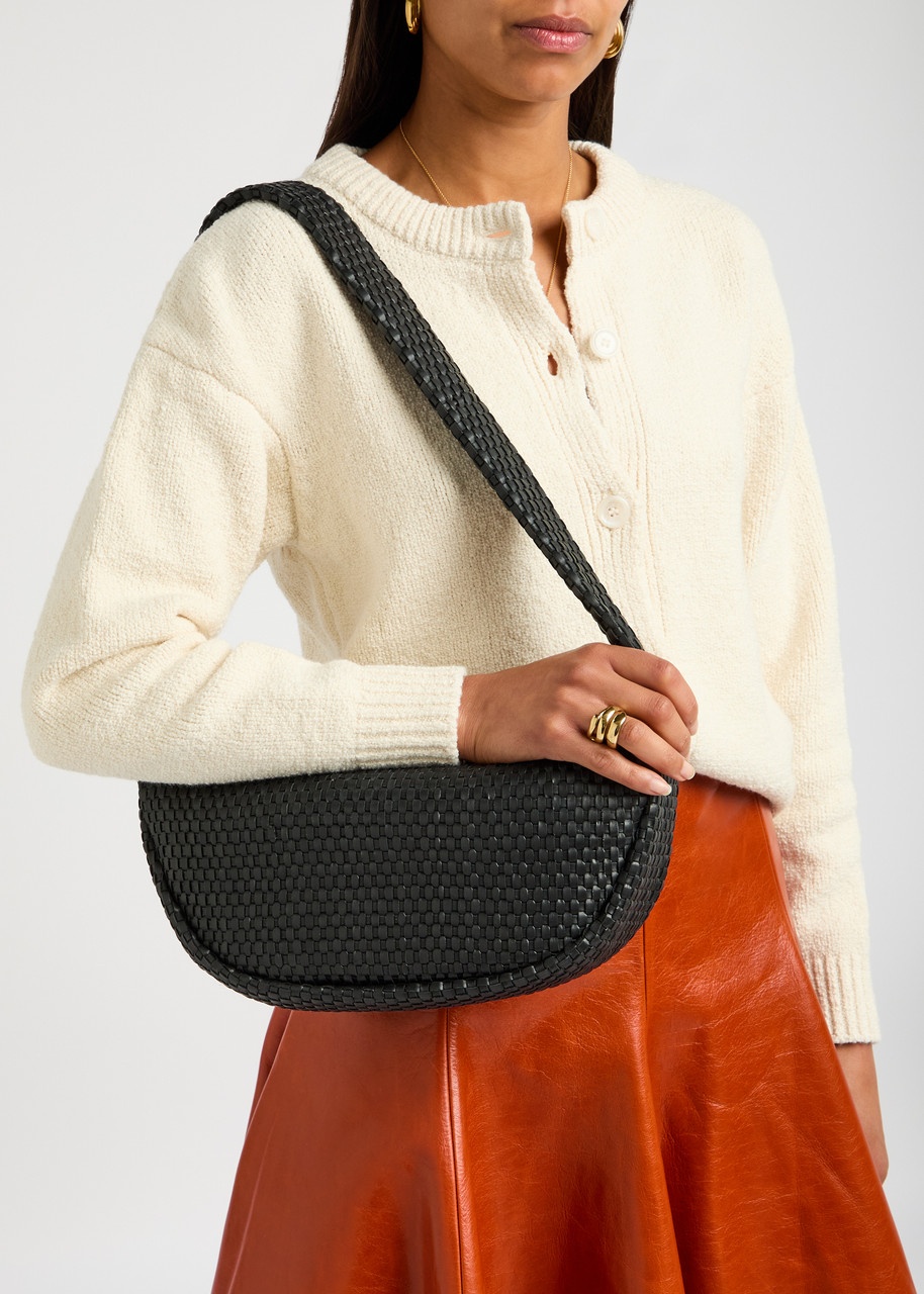 ST. Agni Latice Weave Crescent Leather Shoulder bag - 5