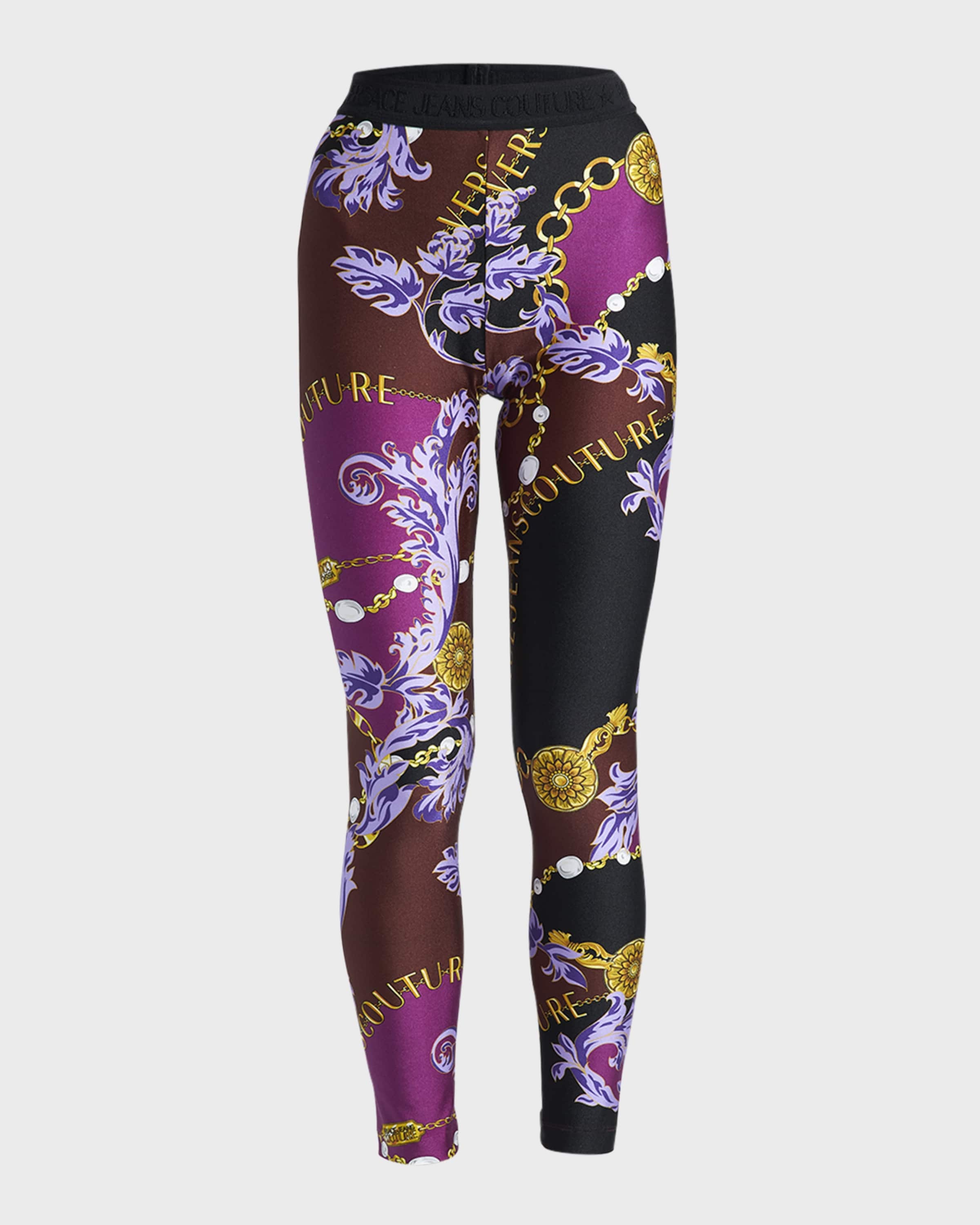 スパッツ・レギンス Versace Jeans Couture Leggings With Logoed Band VERSACE JEANS COUTURE - LEGGINGS WITH LOGO BAND - Eleonora
