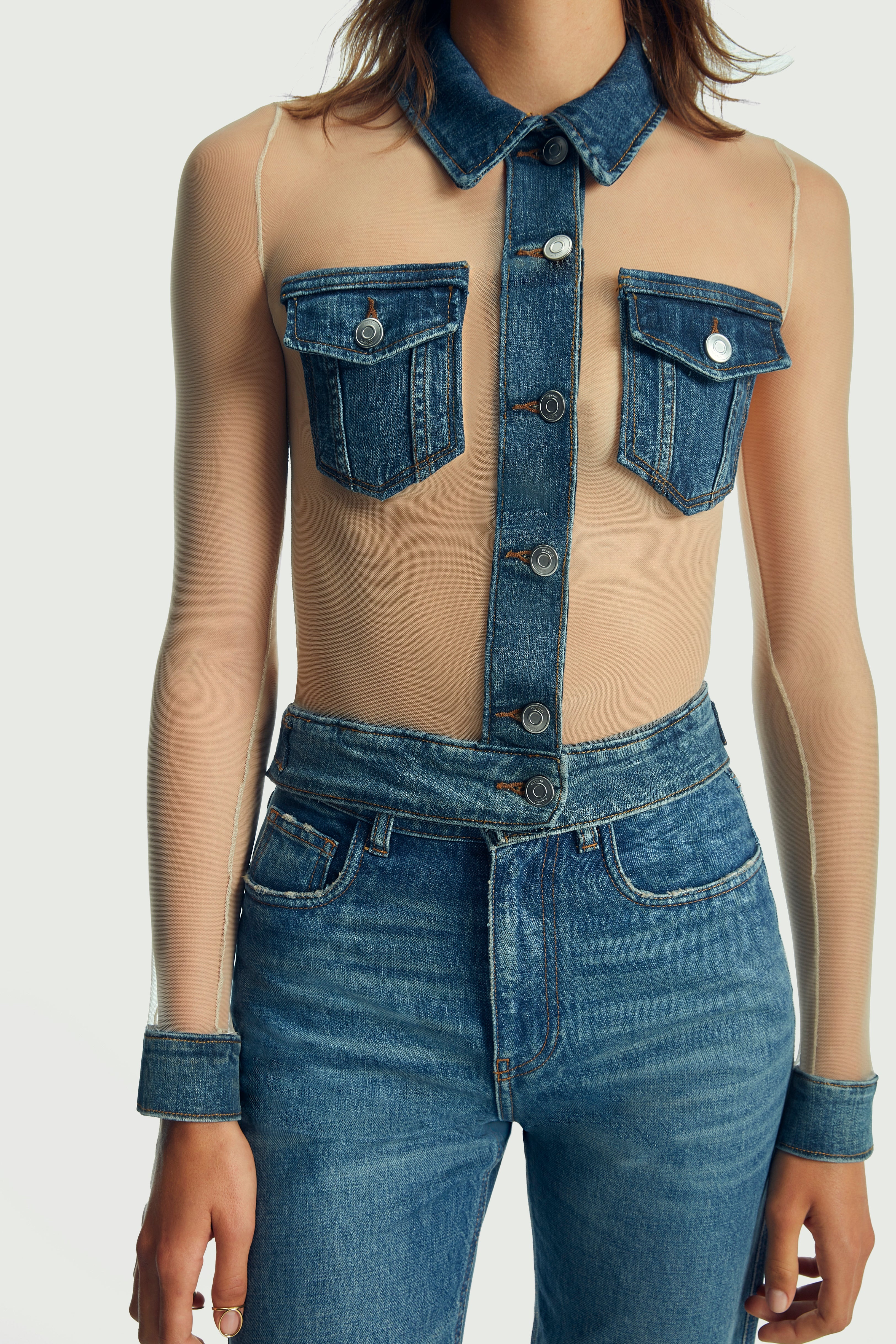 Tulle Illusion Denim Top - 5