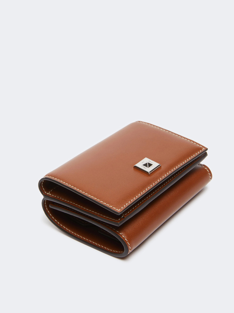 COMPACTWALLET2 Leather tri-fold purse - AMBER BROWN 3