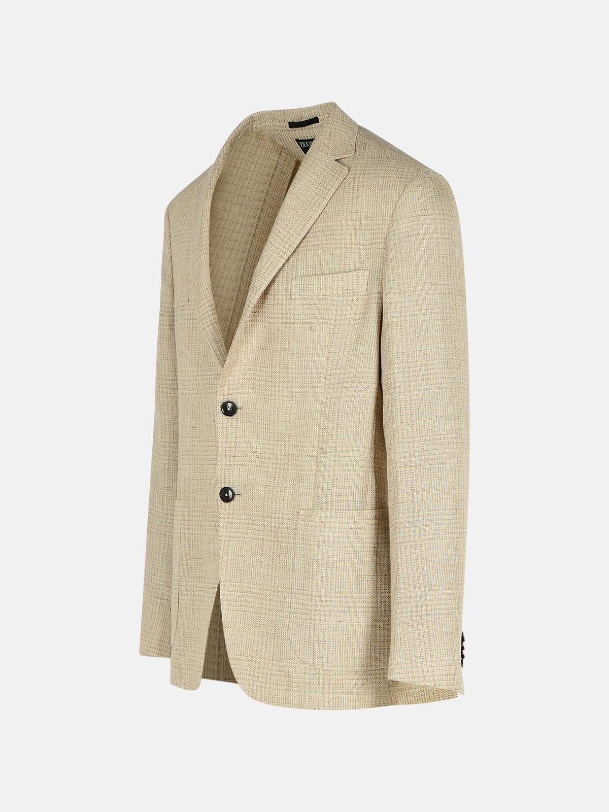 'DROP 7' BEIGE LINEN BLEND JACKET - 2