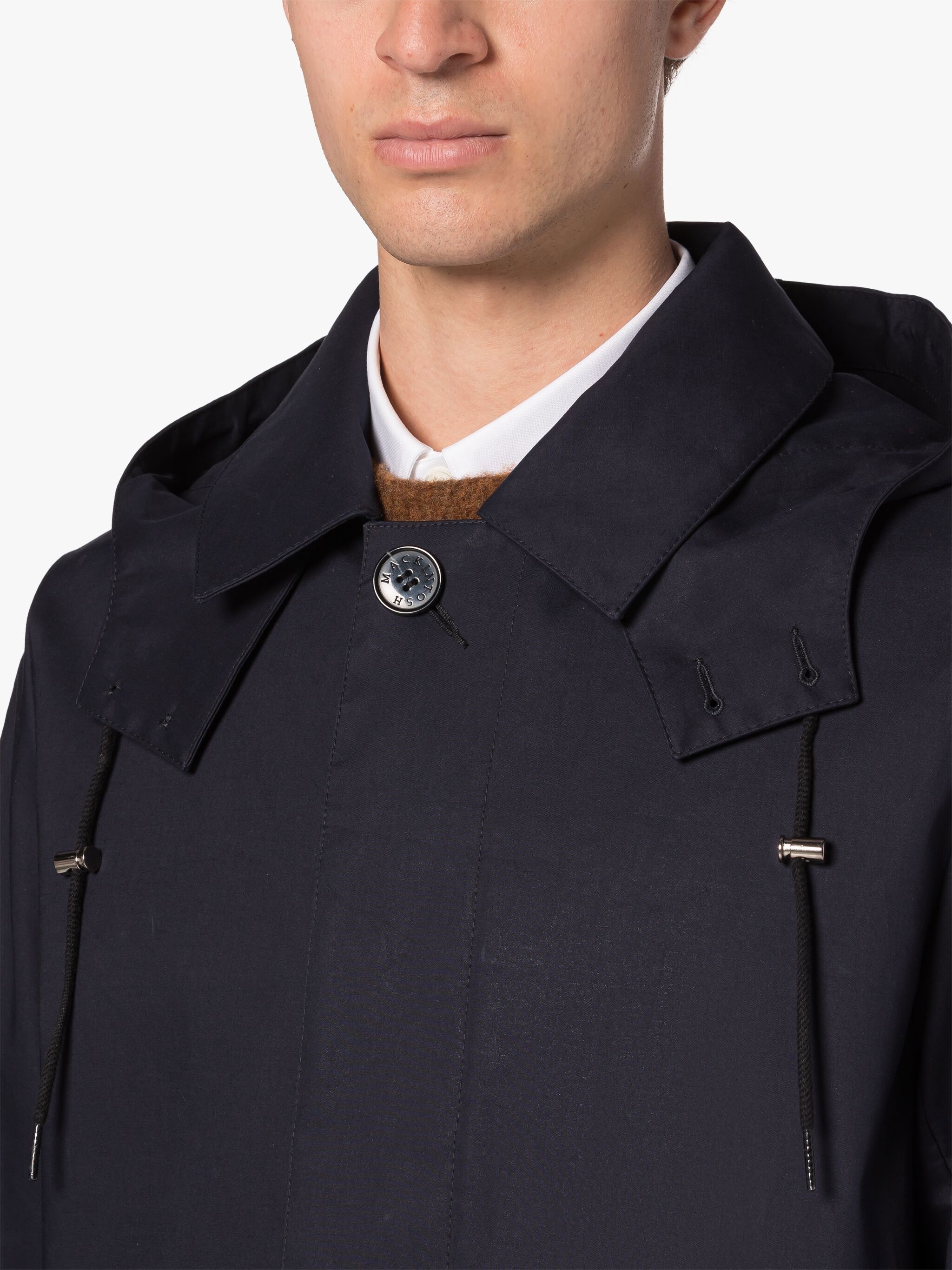 CAMBRIDGE HOOD NAVY RAINTEC COTTON COAT - 4