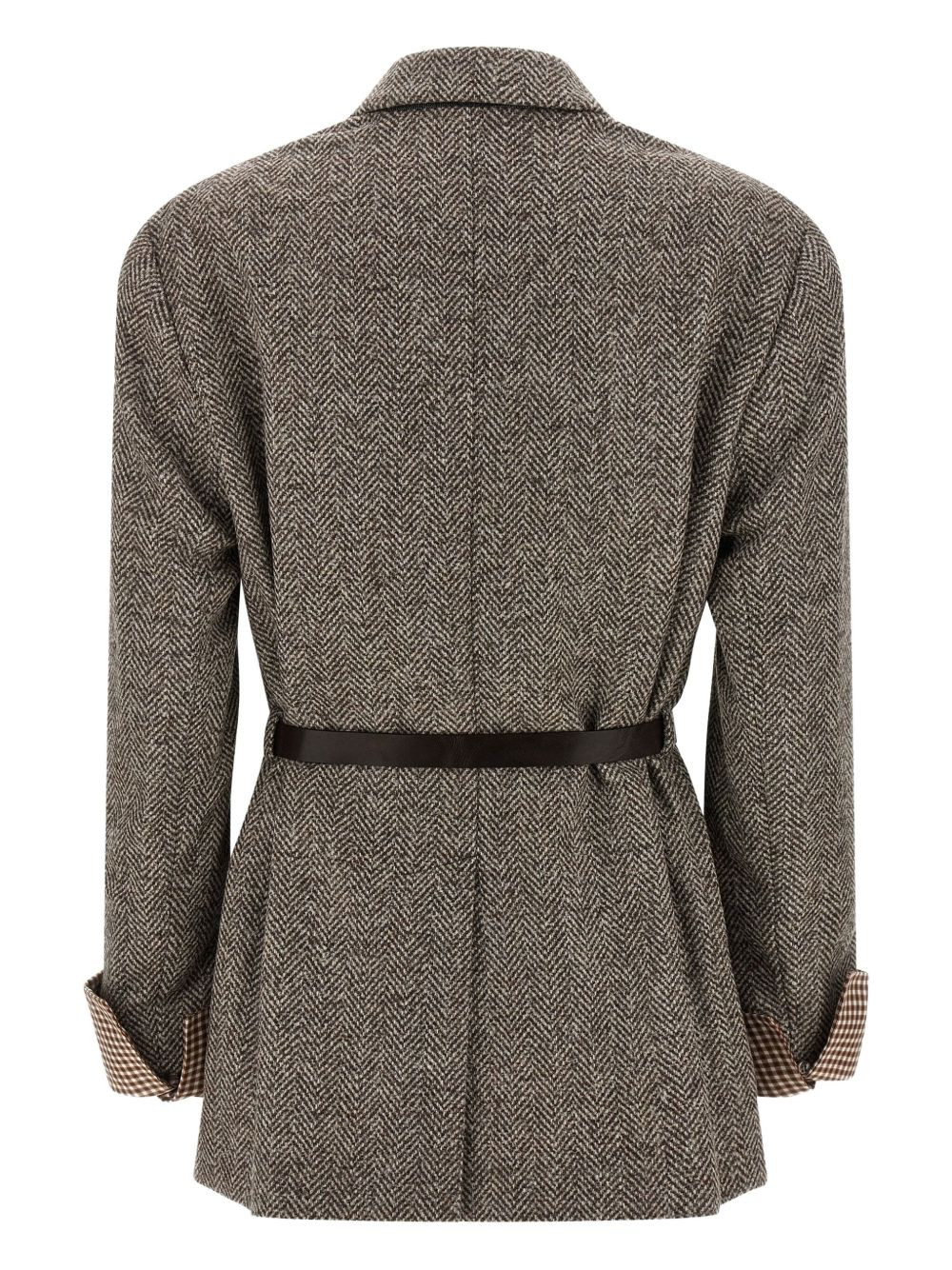 herringbone belted blazer - 2