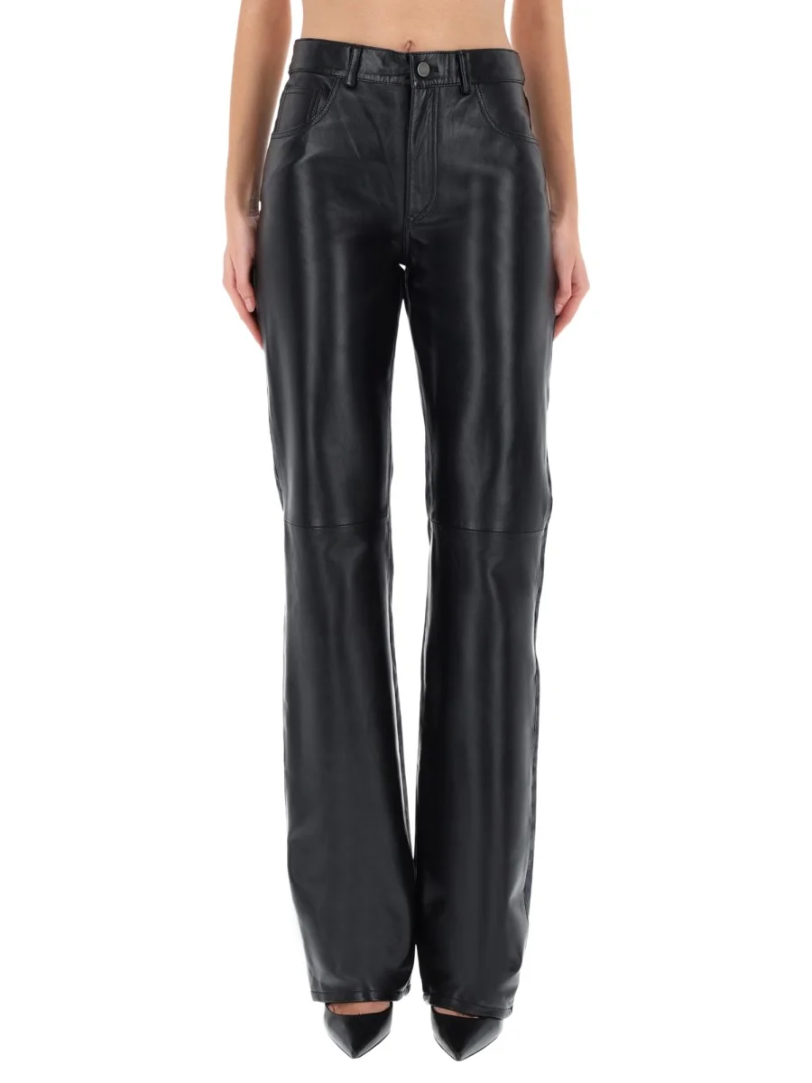 STAR BLACK DENIM & LEATHER PANTS - 1