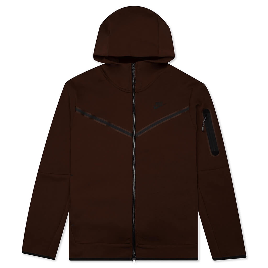 NIKE SPORTSWEAR TECH FLEECE FULL ZIP UP HOODIE - CACAO WOW/BLACK - 1