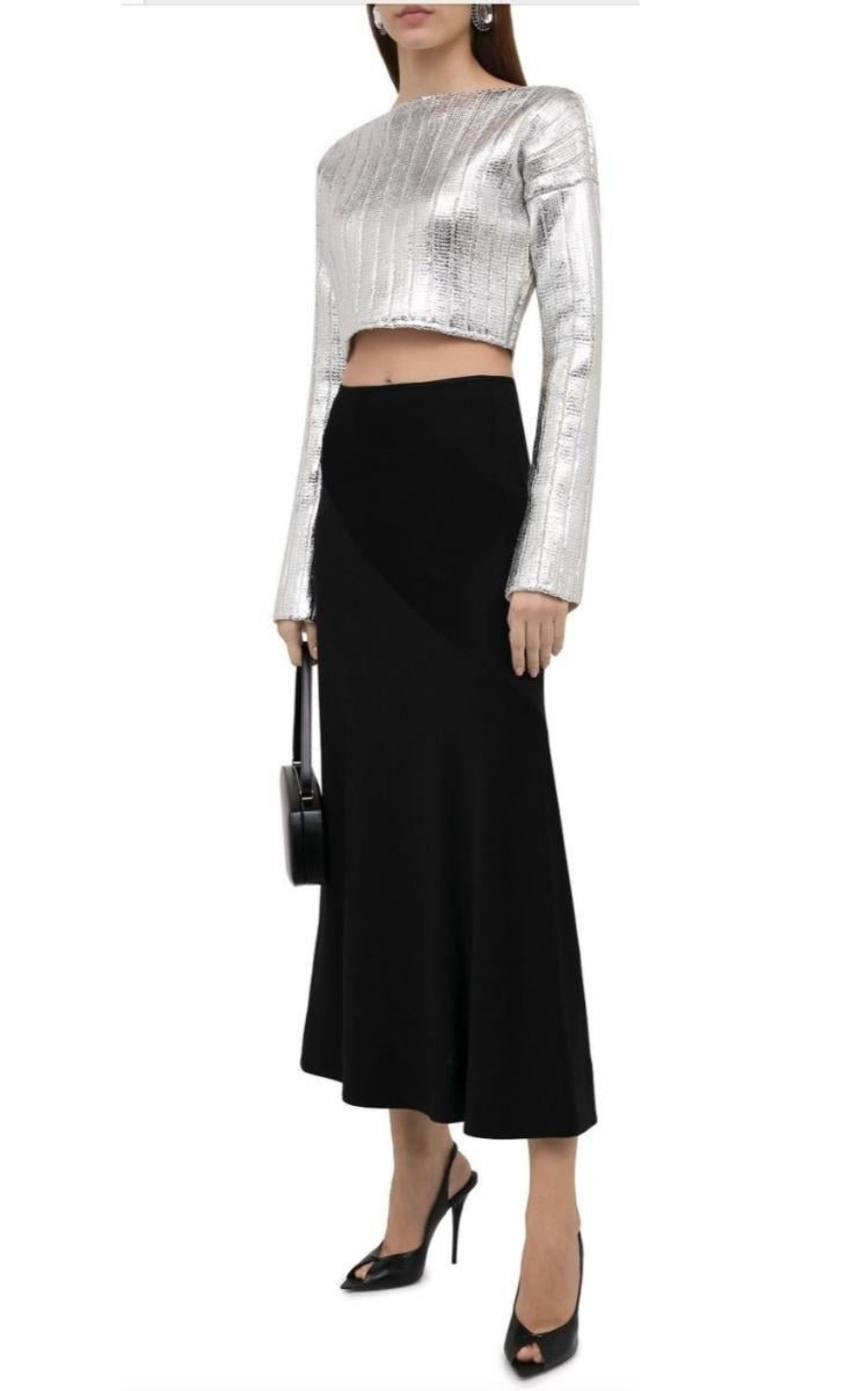 Silver Cropped Wool-blend  Sweater - 3