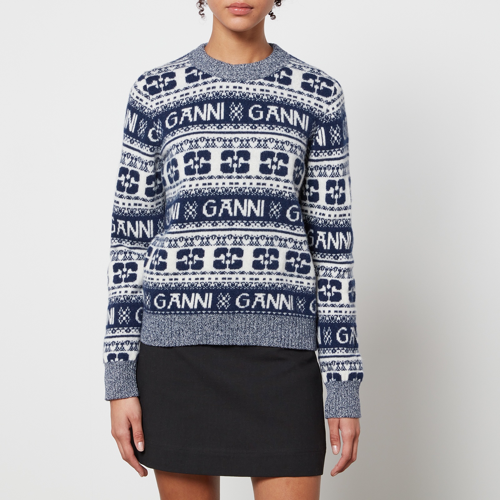 Ganni Logo-Intarsia Wool-Blend Jumper - 1