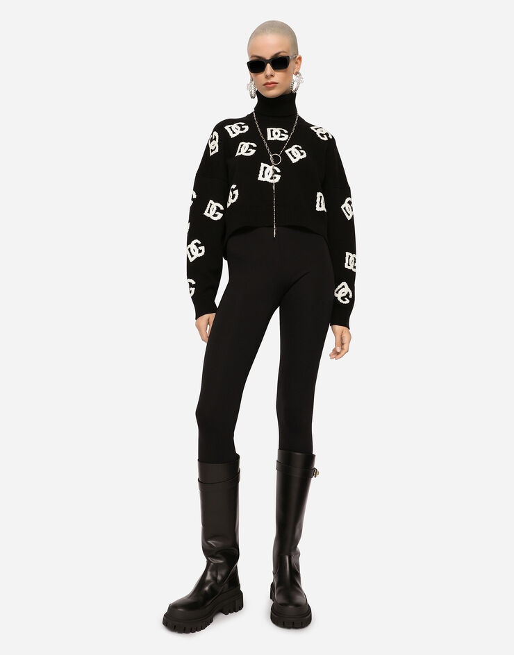 Cropped cashmere sweater with DG logo inlay - 2