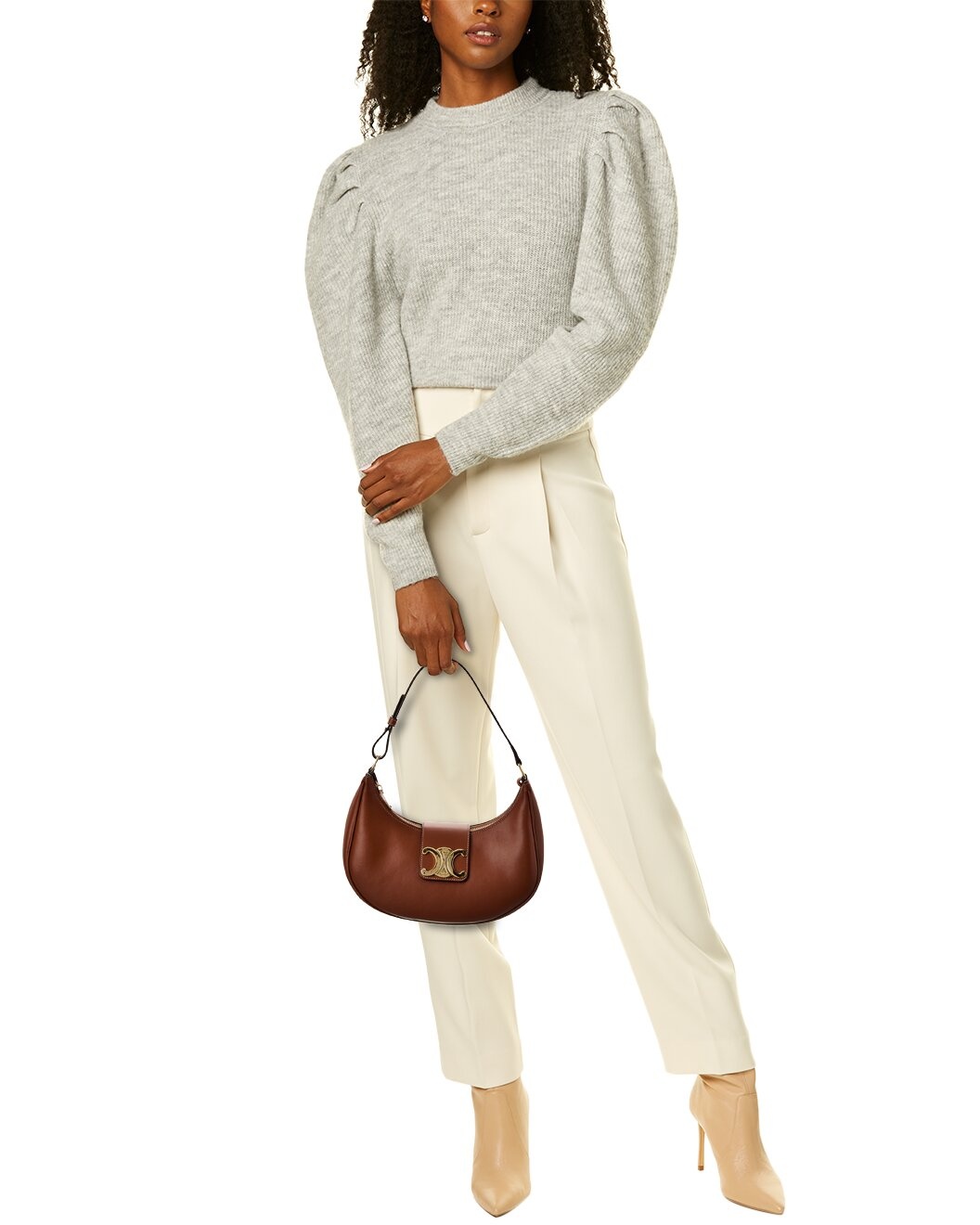 CELINE Ava Triomphe Medium Leather Shoulder Bag - 4