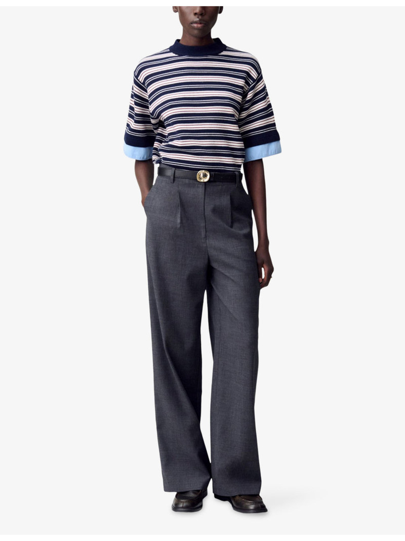 Claudie Pierlot Tailored Wide-Leg High-Rise Wool-Blend Trousers outlook