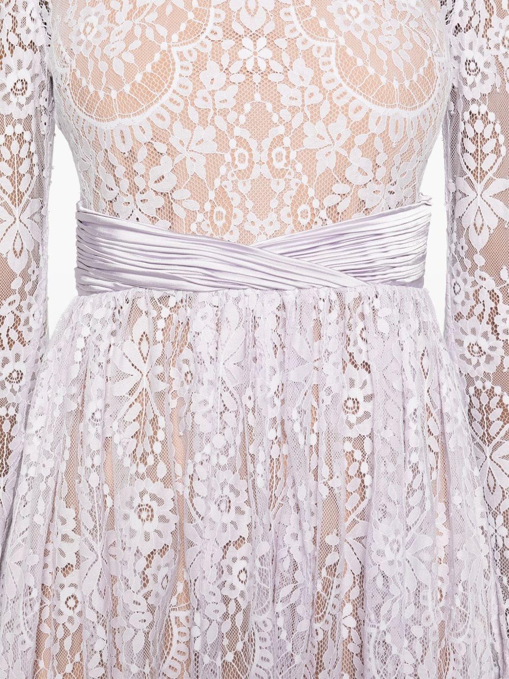 lace satin mini dress - 5