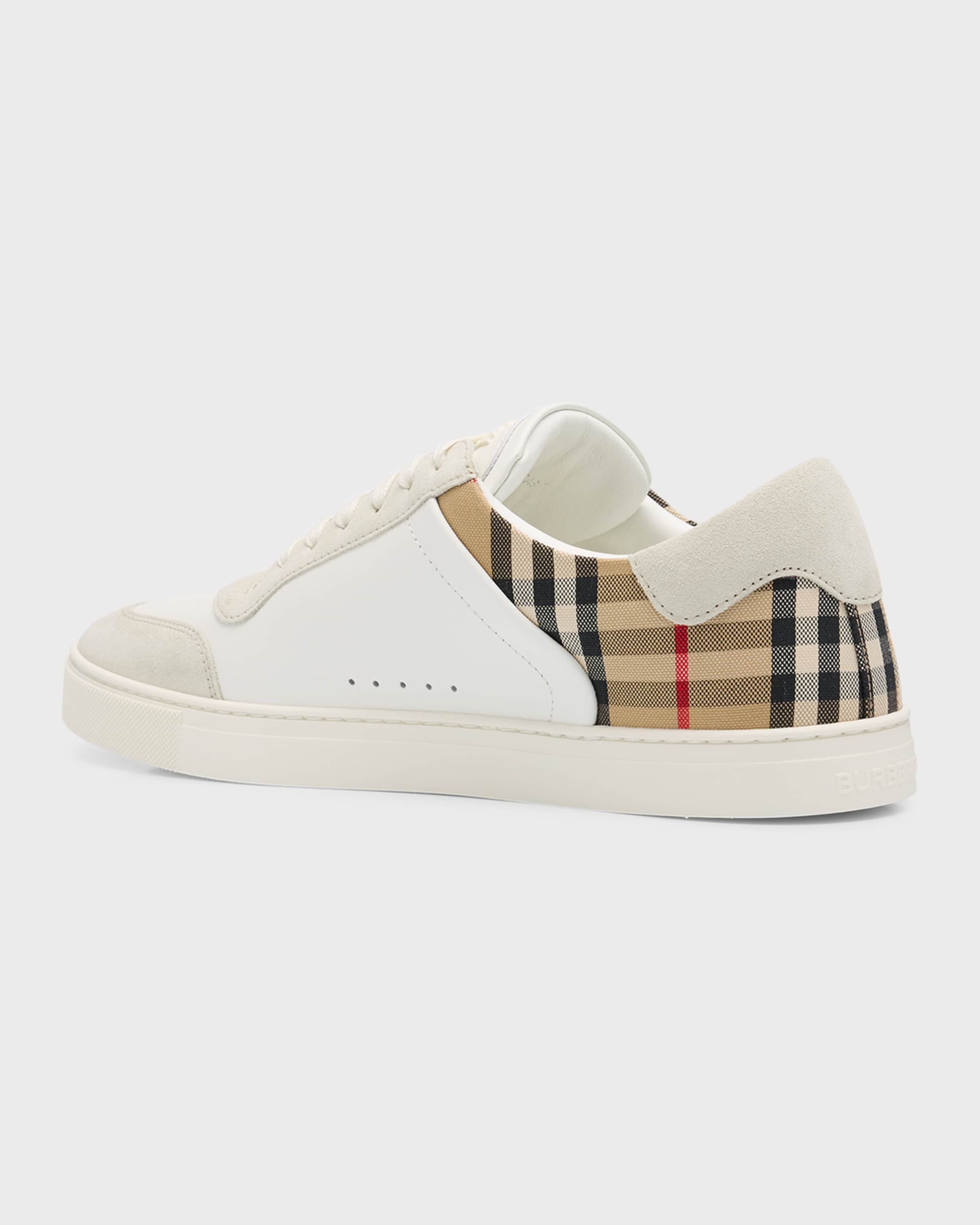 Men's Leather-Suede Check Sneakers - 4