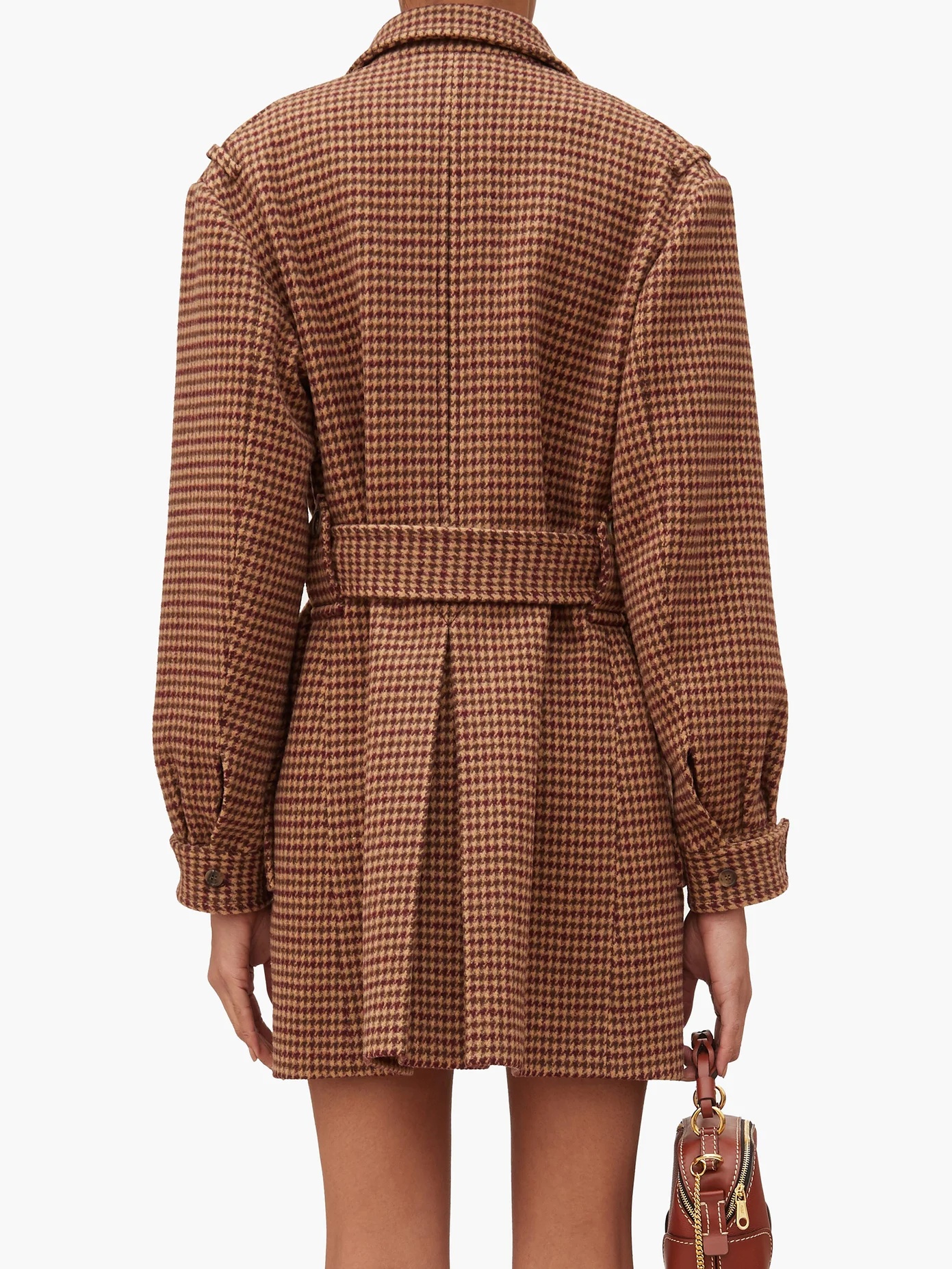 Houndstooth-tweed belted coat - 5