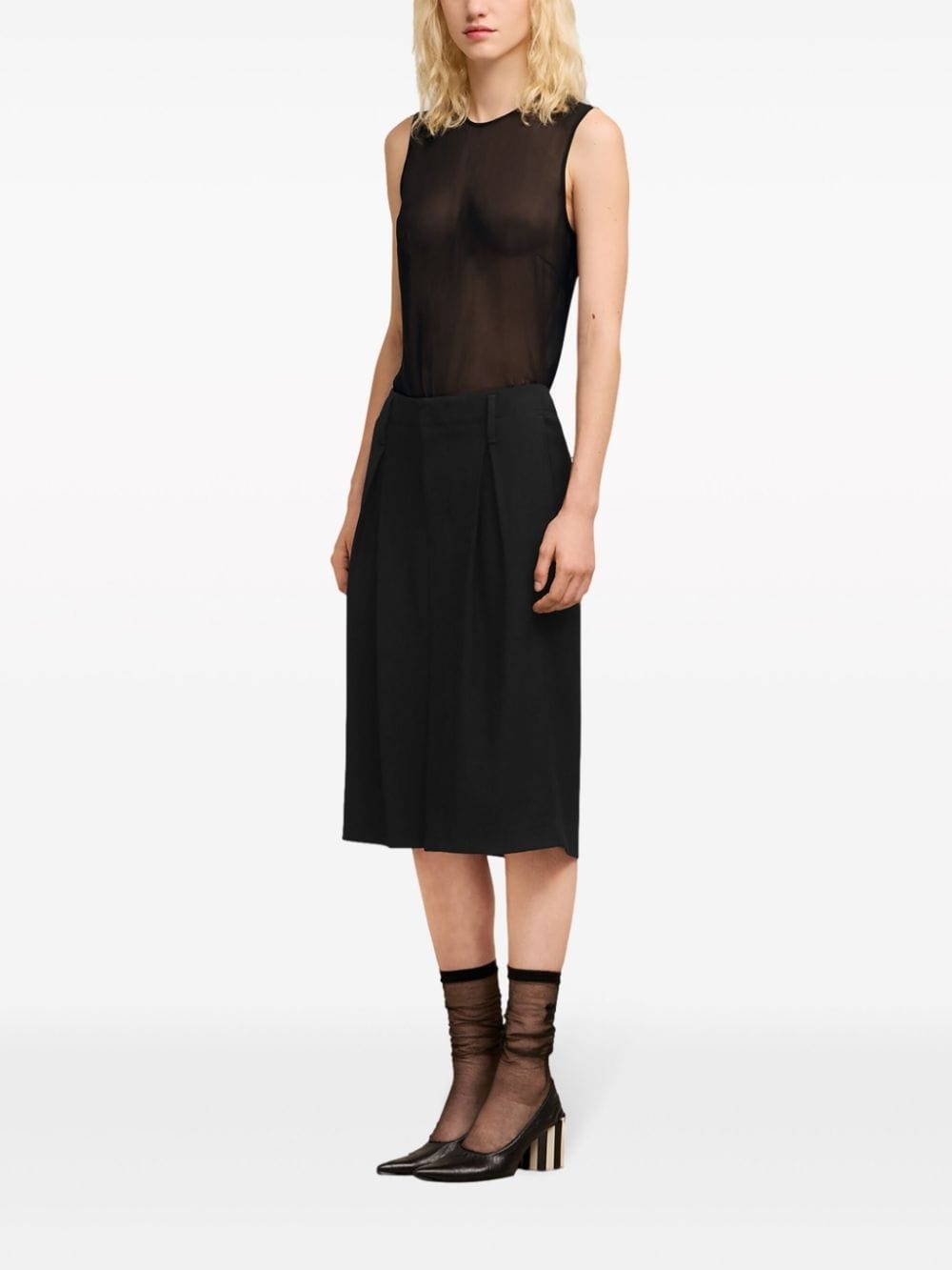 dart-detail high-waist midi skirt - 3