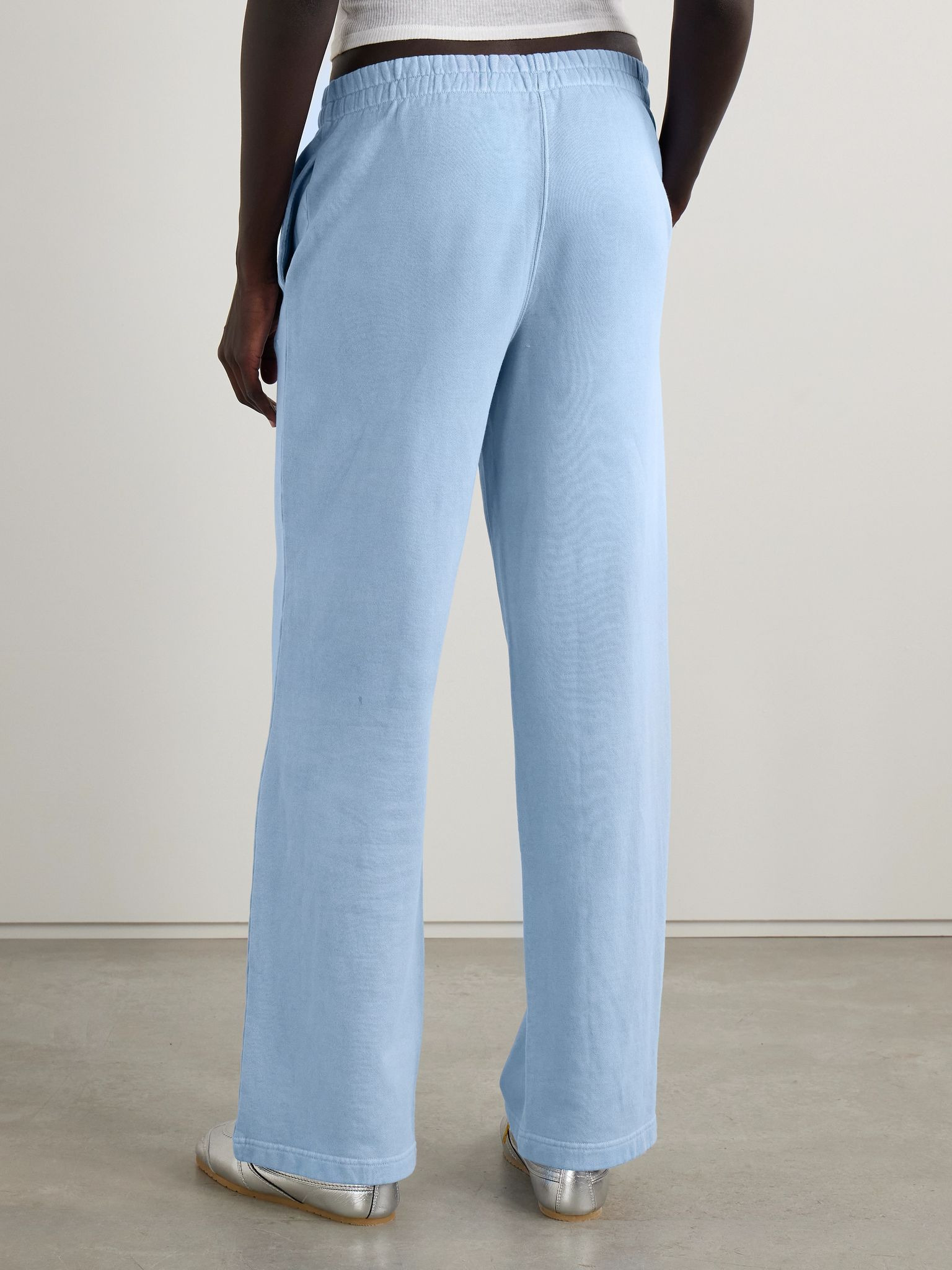 French Terry Low Rise Straight Leg Pants - Blue Bell Sky blue - 4