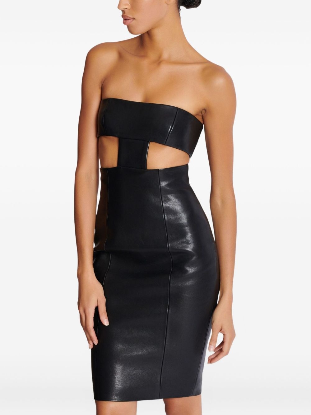 strapless leather mini dress - 6