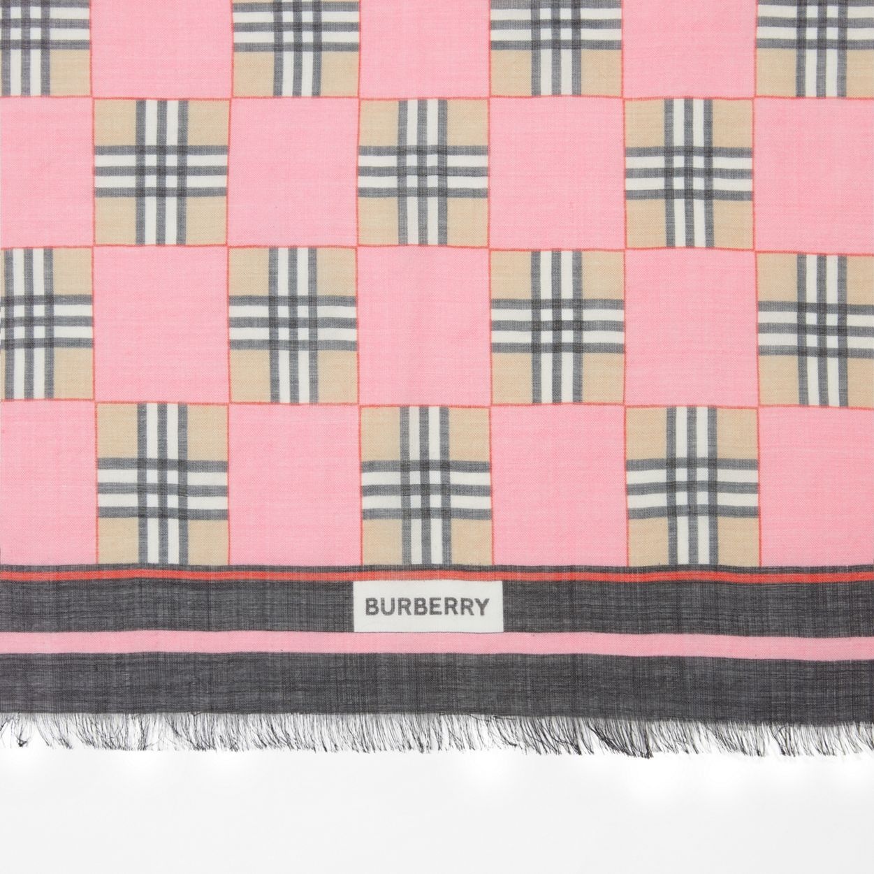 Chequer Print Wool Silk Scarf - 2