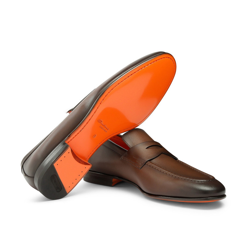 남자의 광택 갈색 가죽 페니 loafer 4