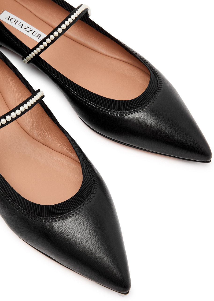 Romy pearl-embellished leather flats - 3