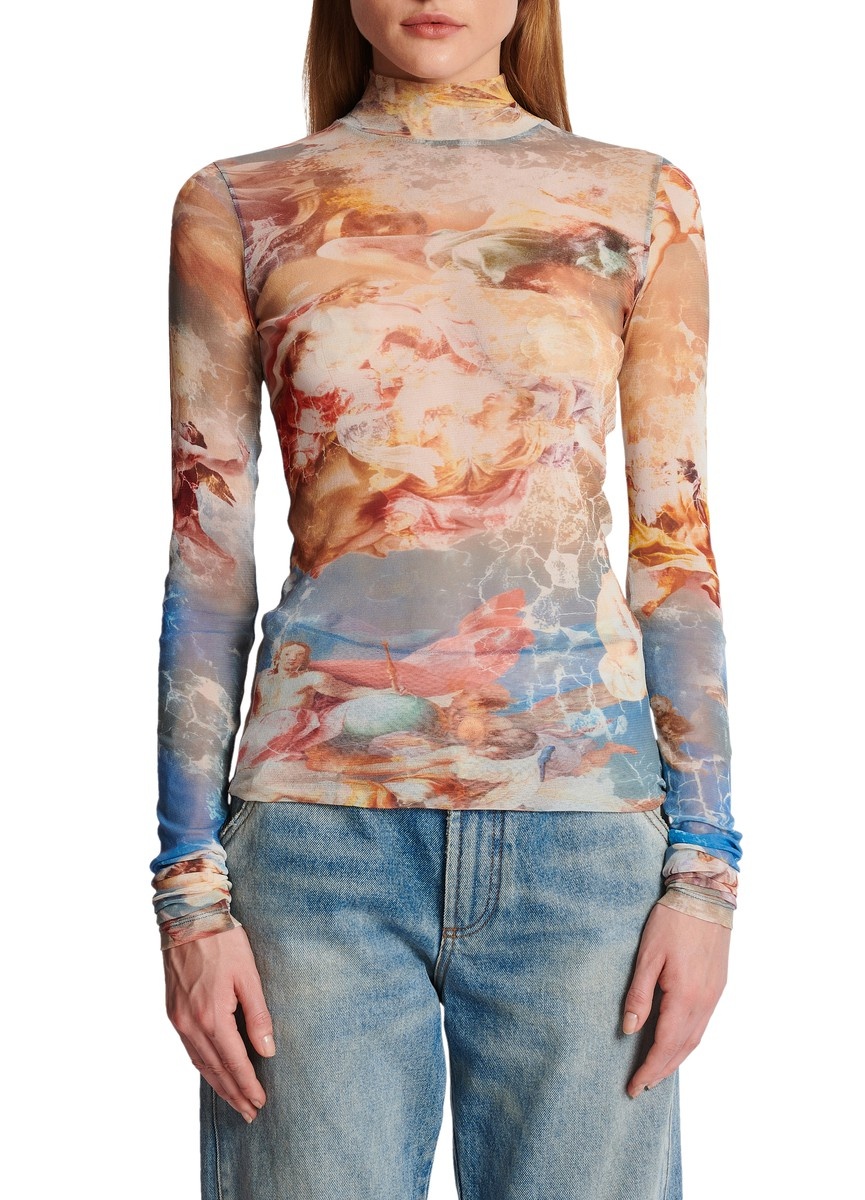 Sky printed tulle top - 2