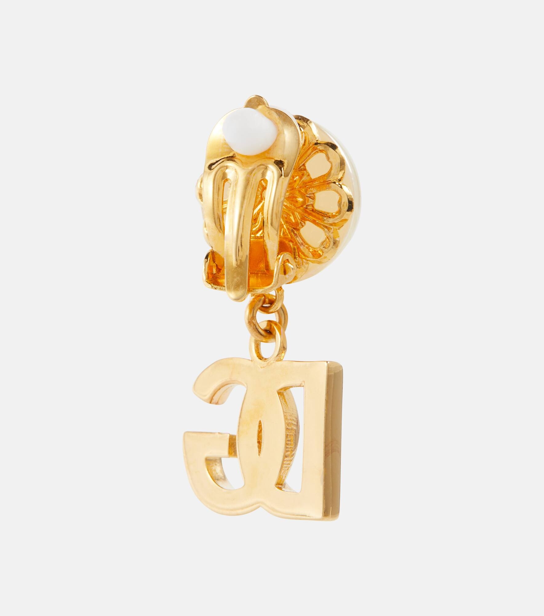 Logo faux pearl earrings - 5