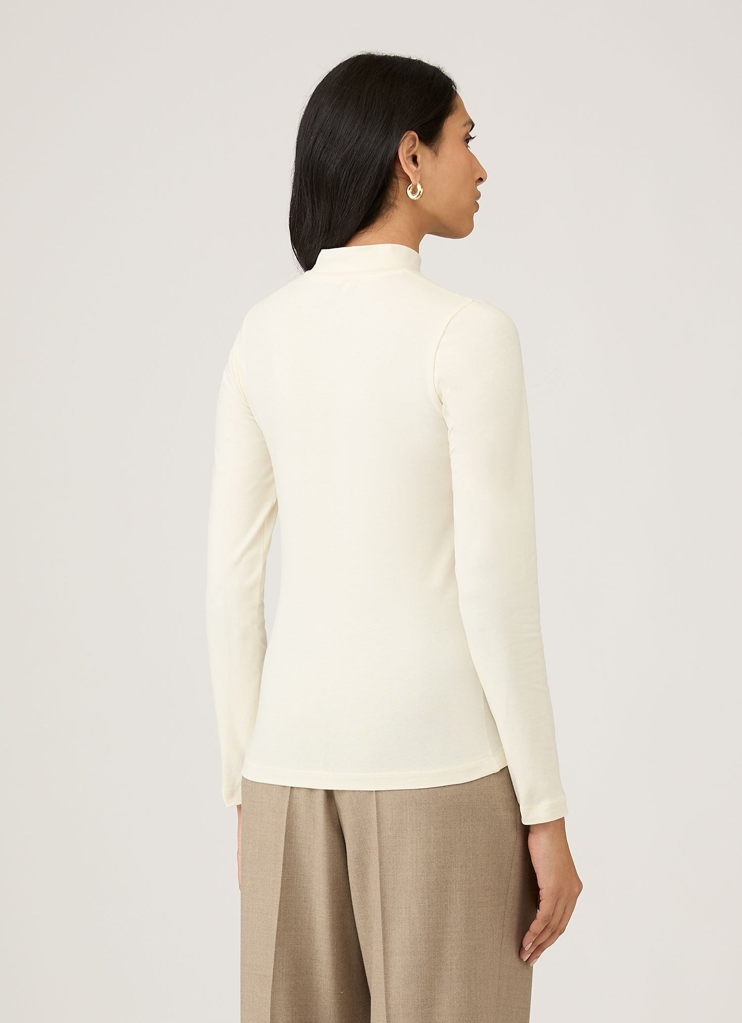 Stretch Cotton Mock Neck Top - 3