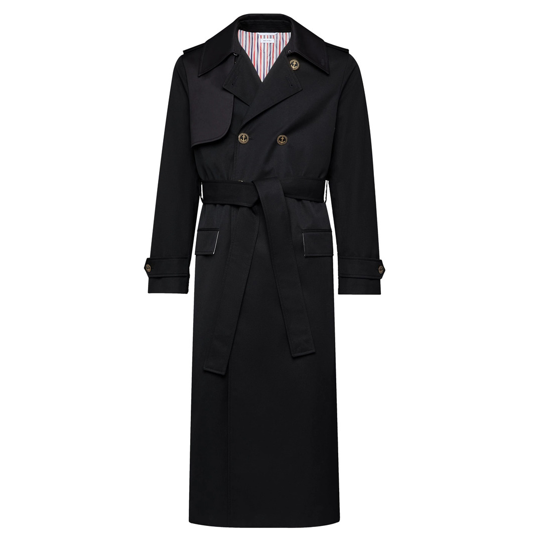 Waterproof Cotton Twill Elongated Trench Coat - 3