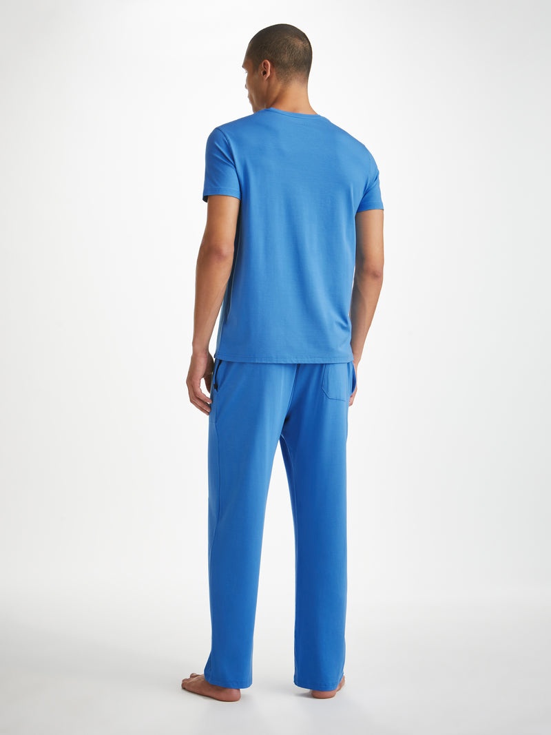 Men's Lounge Trousers Basel Micro Modal Stretch Azure Blue - 4