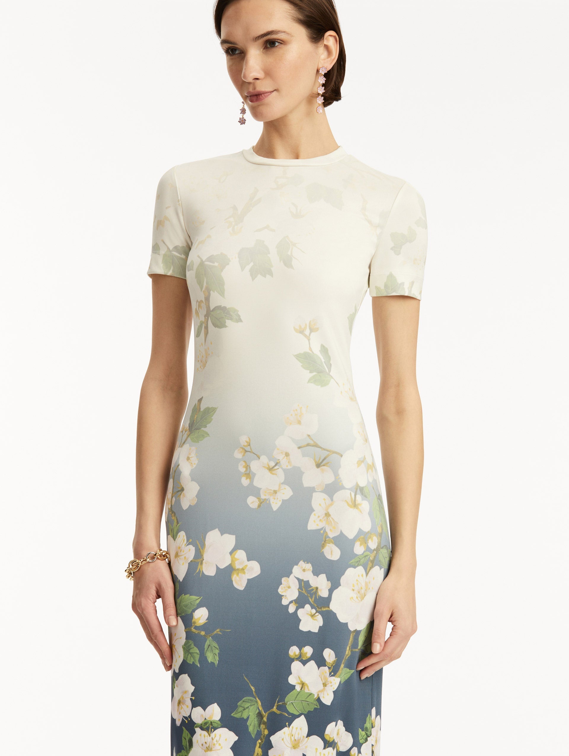 OMBRÉ CHERRY BLOSSOM JERSEY DRESS - 5