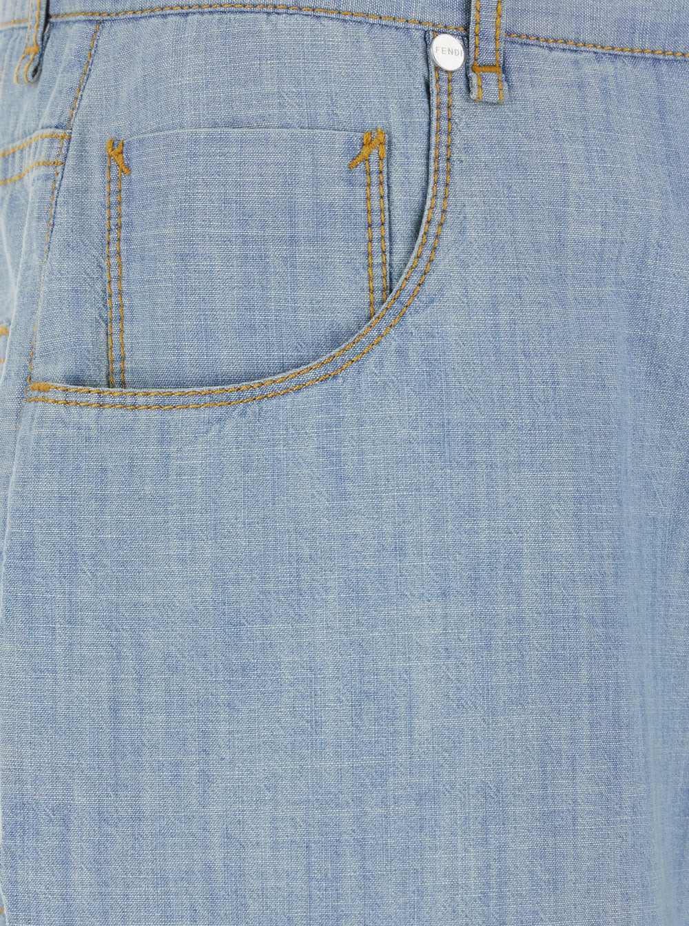 Fendi Men Blue Jeans With Belt Loops And Logo Patch On The Rear In Denim Man - 3