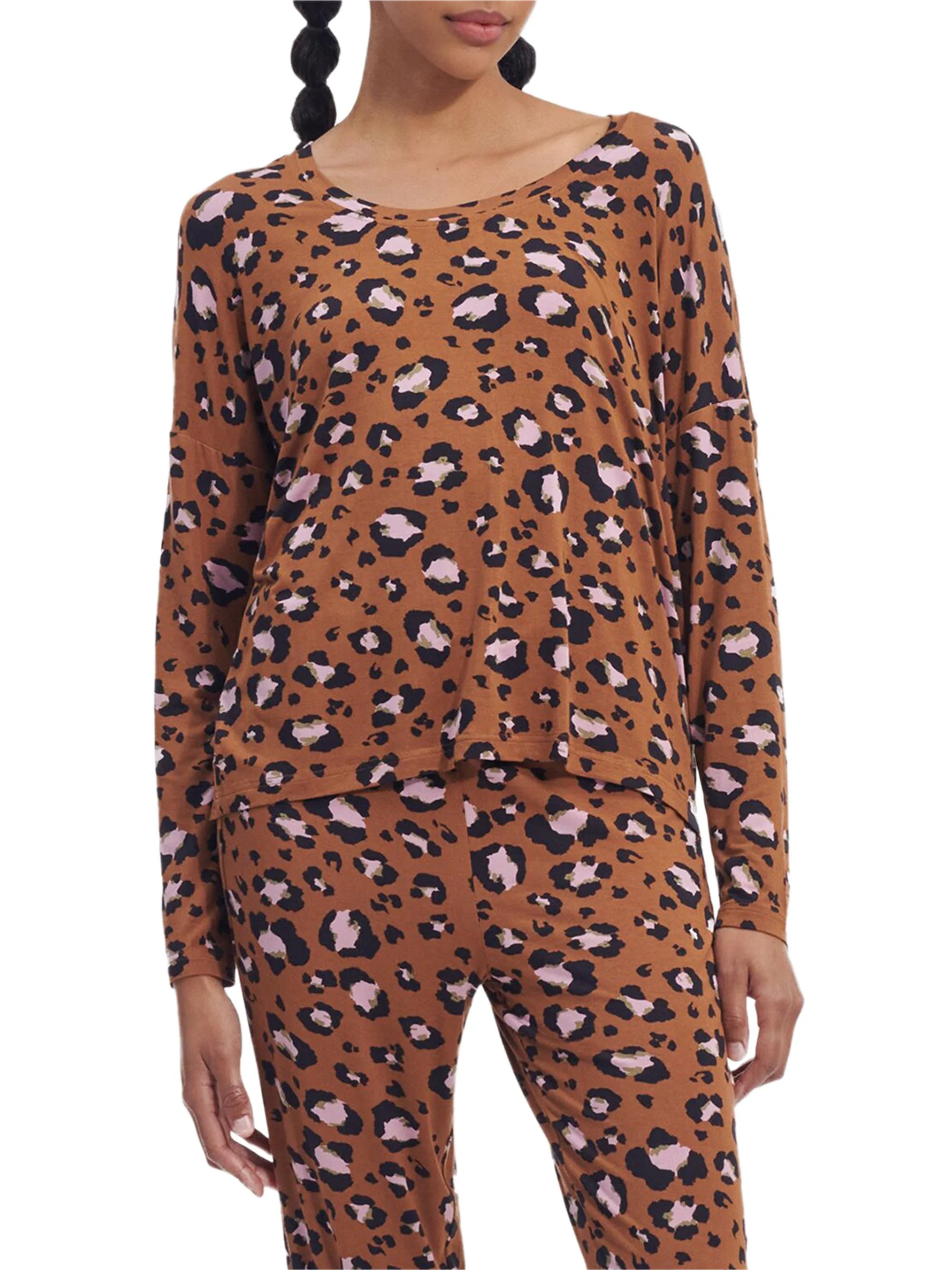 Women's Ecovero Jersey Printed Pajama Set - Cedar Bark Leopard - 1
