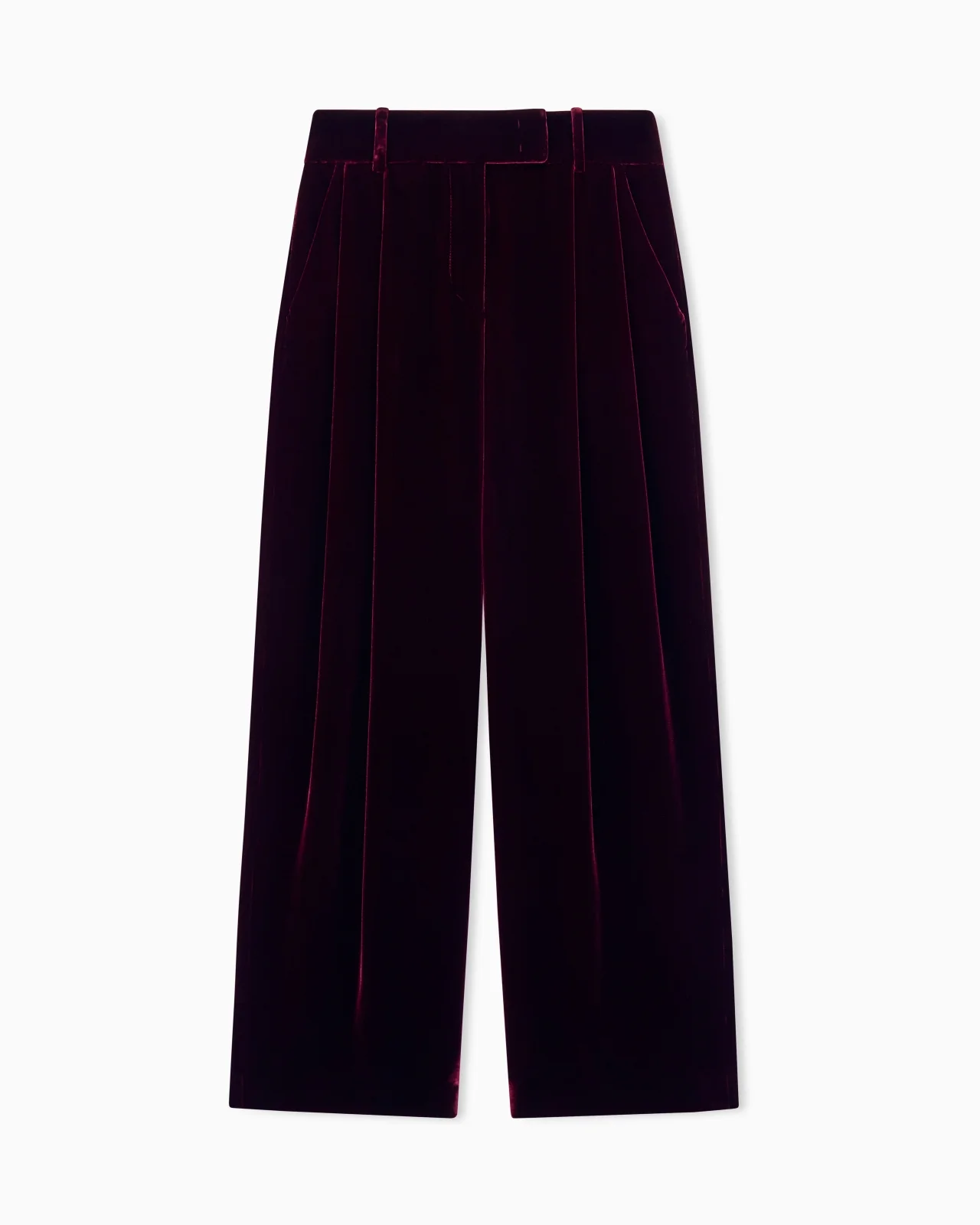 WIDE-LEG TROUSERS WITH DOUBLE PLEATS IN VISCOSE SILK VELVET - 1
