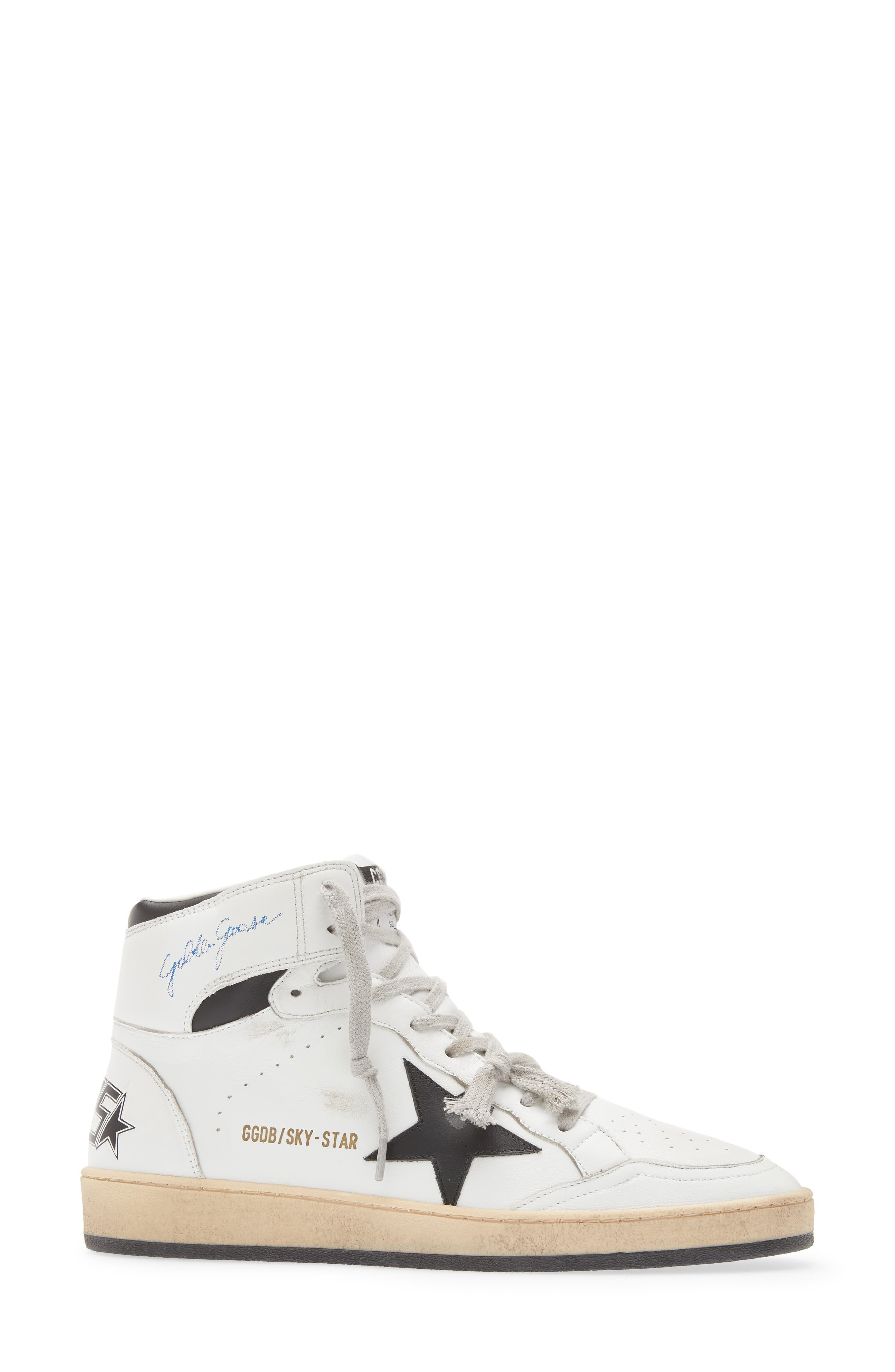 Golden Goose Sky-Star High Top Sneaker in White/Black at Nordstrom - 3