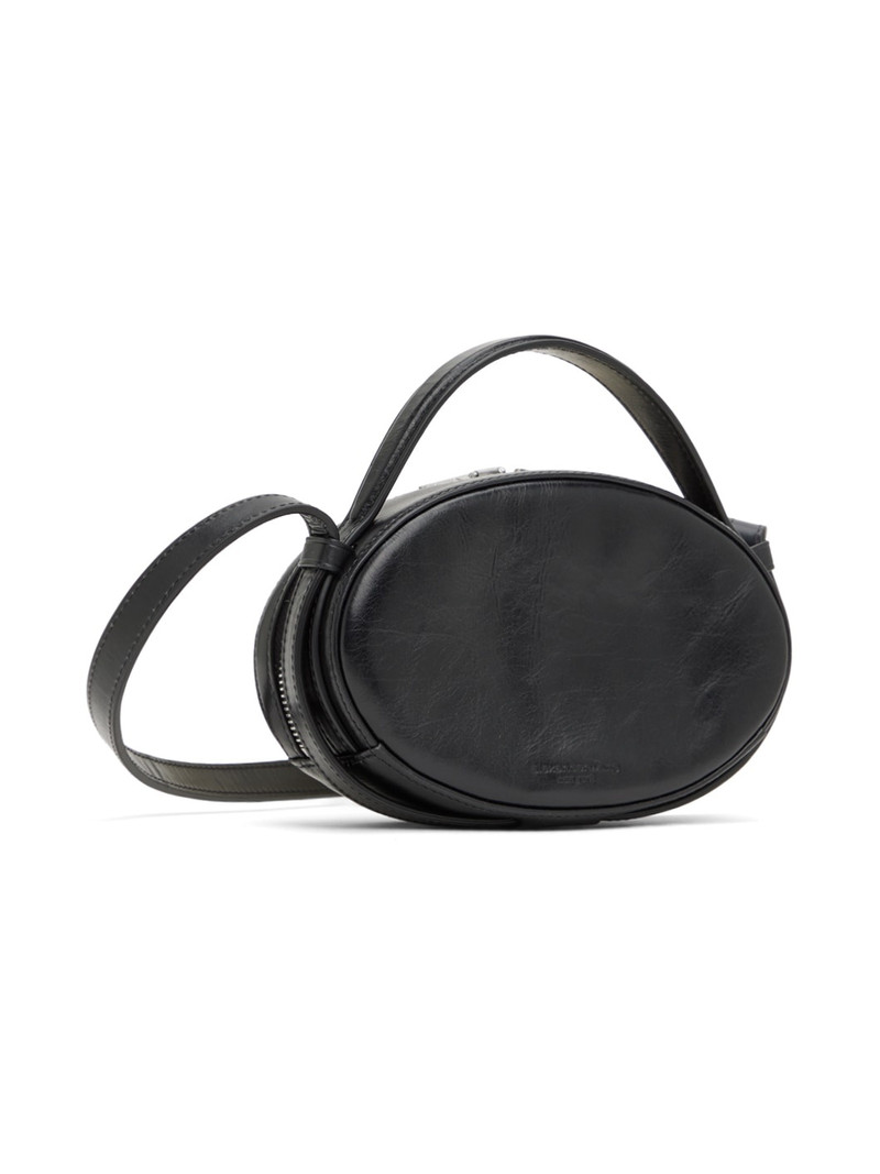 Black Dome Small Crackle Leather Crossbody Bag 3