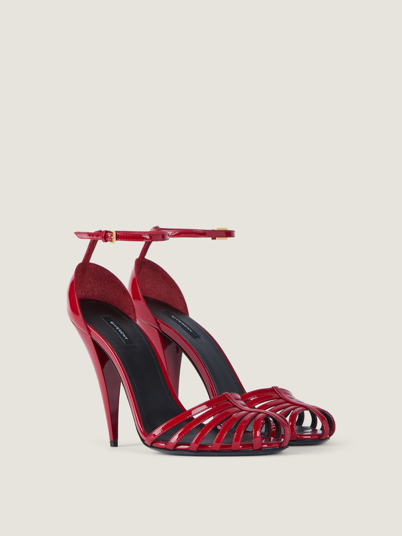 CAGE HEELED SANDALS IN PATENT LEATHER 1