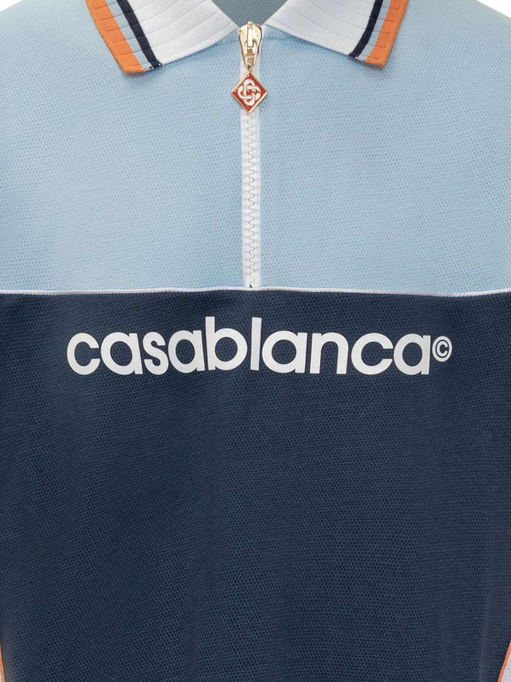 colour-block zip-neck polo shirt - 4