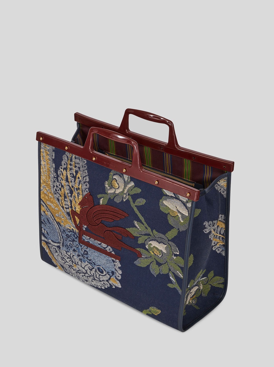 LARGE JACQUARD LOVE TROTTER BAG WITH MULTI-COLOURED BIRDS - 4
