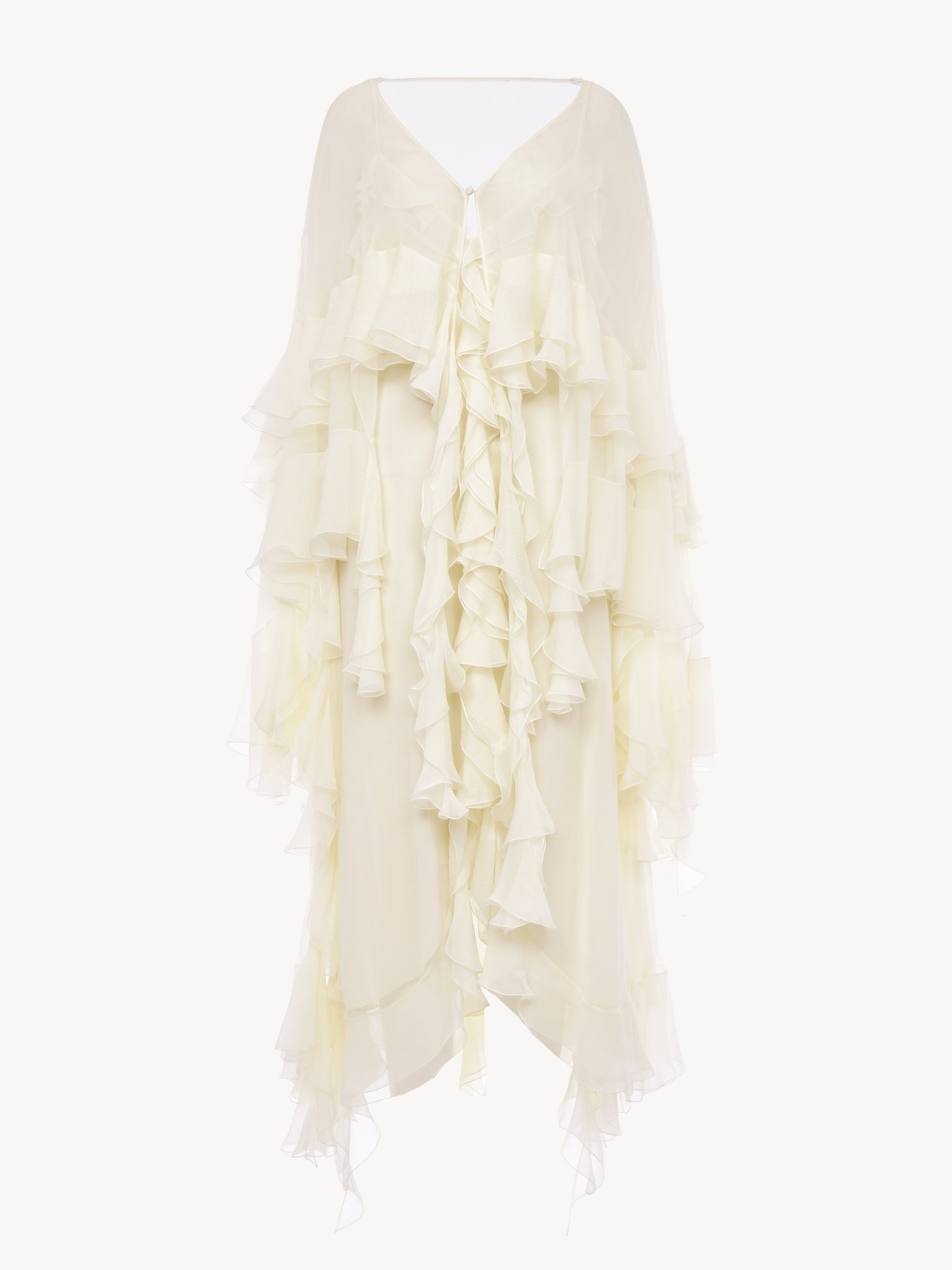 LONG RUFFLED DRESS IN SILK MOUSSELINE - 2