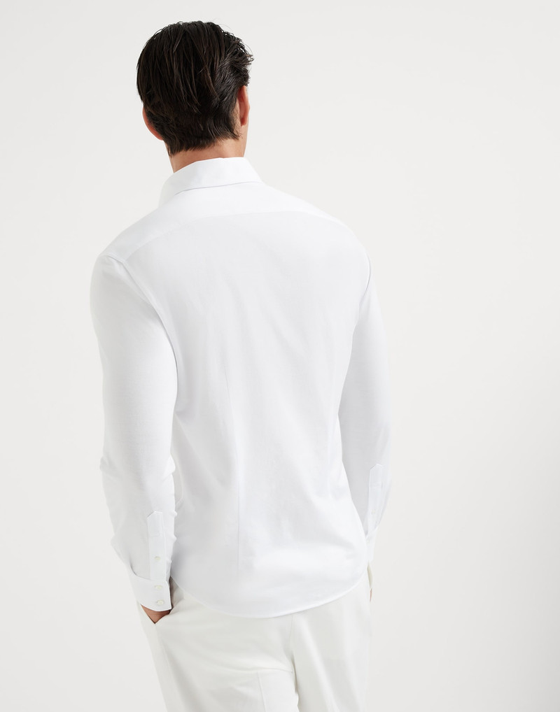 Brunello Cucinelli Cotton piqué basic fit shirt with spread collar outlook