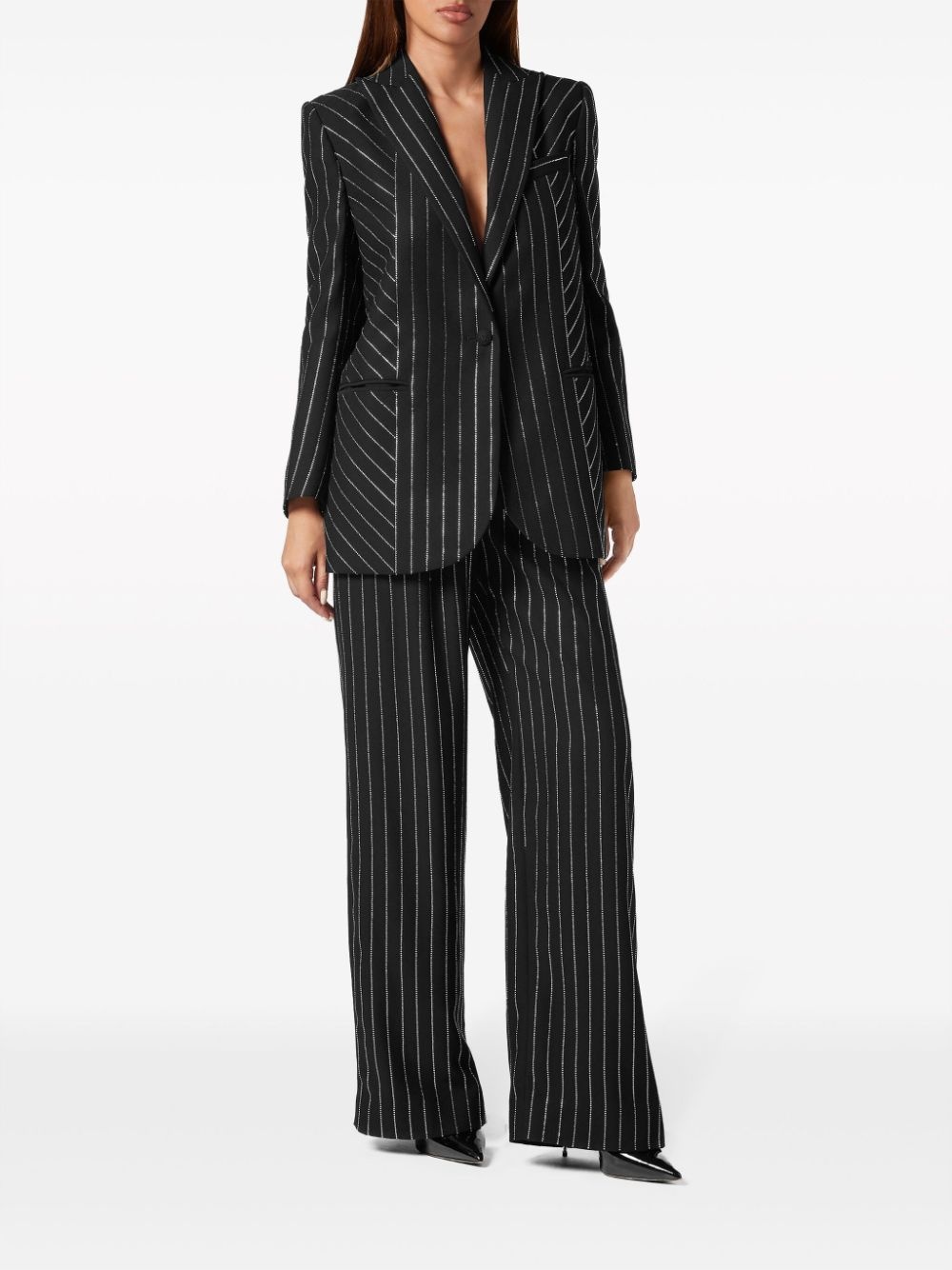 Cady pinstripe-crystal single-breasted blazer - 2